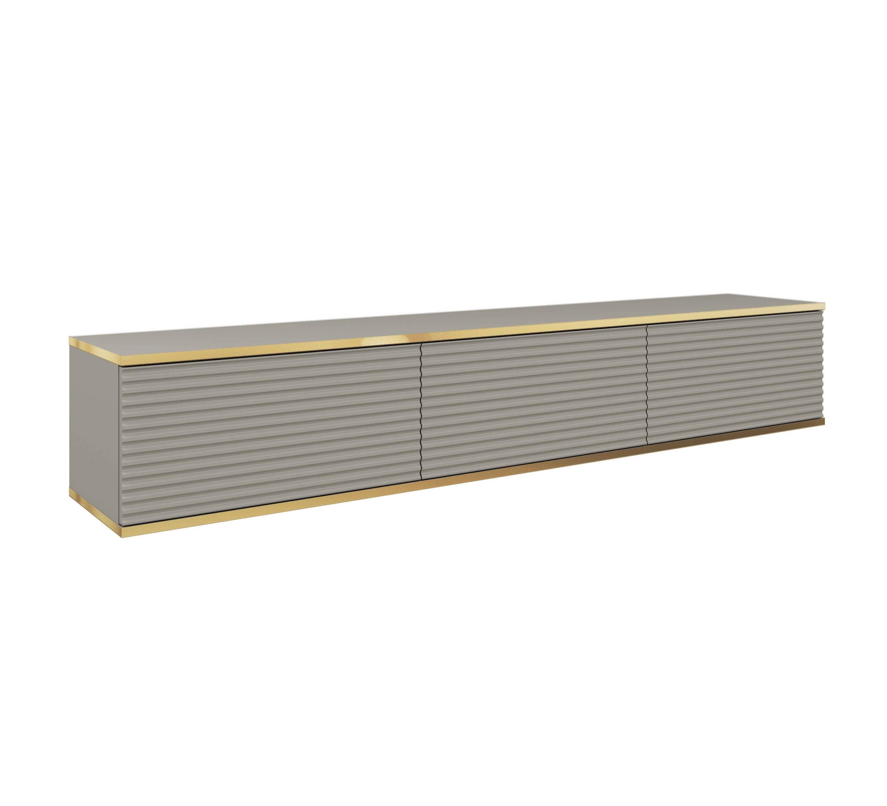 MOEBLO TV-Board Dayn RTV - 175 MDF (Lowboard Fernsehtisch TV Bank TV Tisch Fernseher Tisch TV Möbel, RTV-Schrank mit goldenen Einsätzen), (HxBxT):30x175x32cm