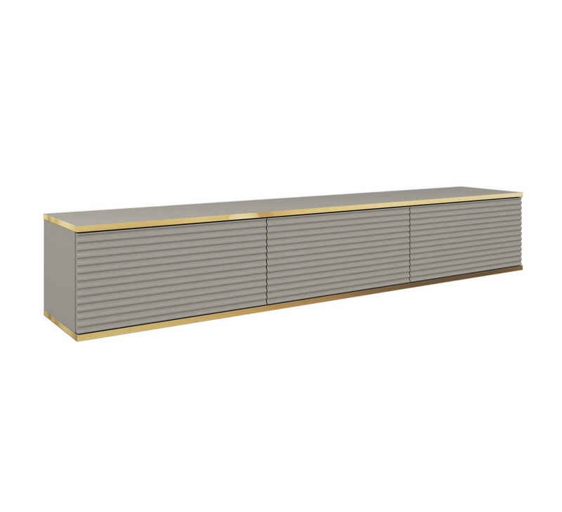 MOEBLO TV-Board Dayn RTV - 175 MDF (Lowboard Fernsehtisch TV Bank TV Tisch Fernseher Tisch TV Möbel, RTV-Schrank mit goldenen Einsätzen), (HxBxT):30x175x32cm