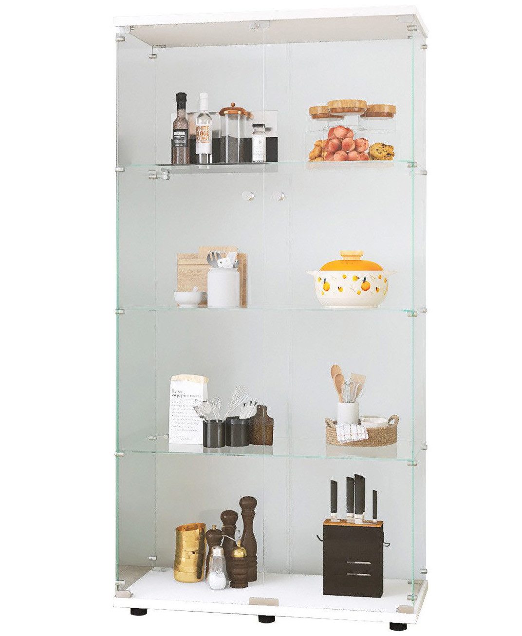 FUROKOY Glasvitrine Standvitrine, Modern Glas Vitrinenschrank (4 Lagen Glas günstig online kaufen