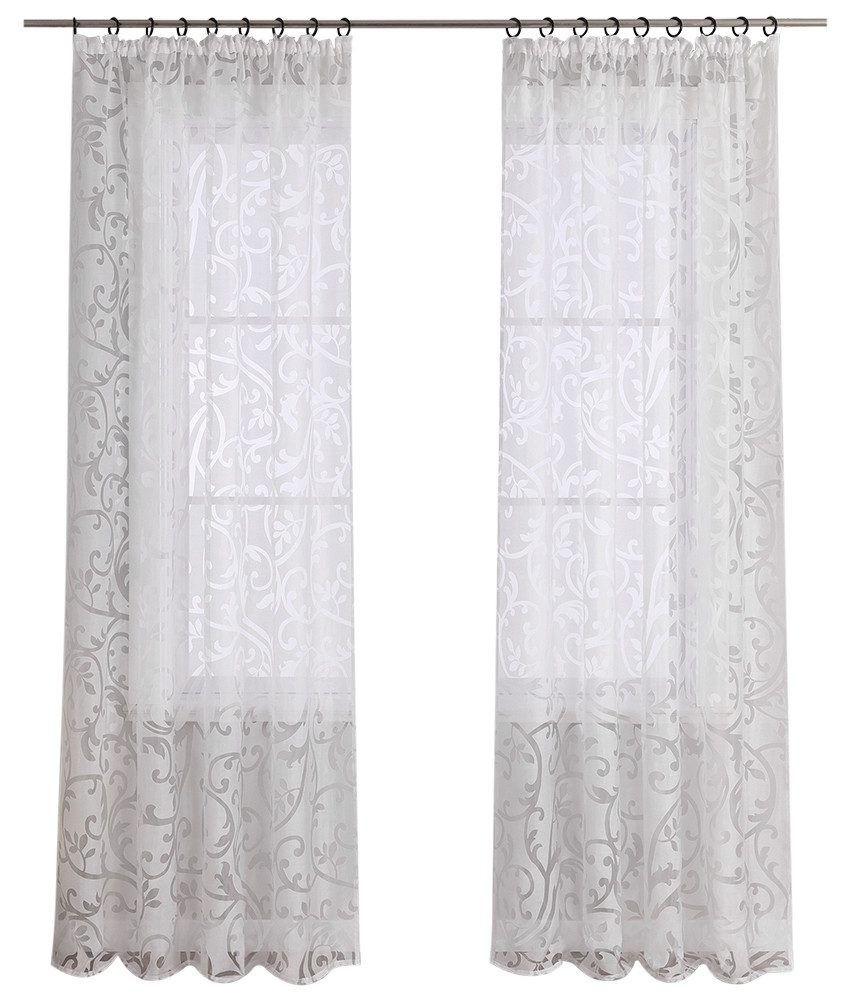 Joyswahl Gardine Jessica (1 St), Kräuselband, Voile Ausbrenner mit Ranken günstig online kaufen