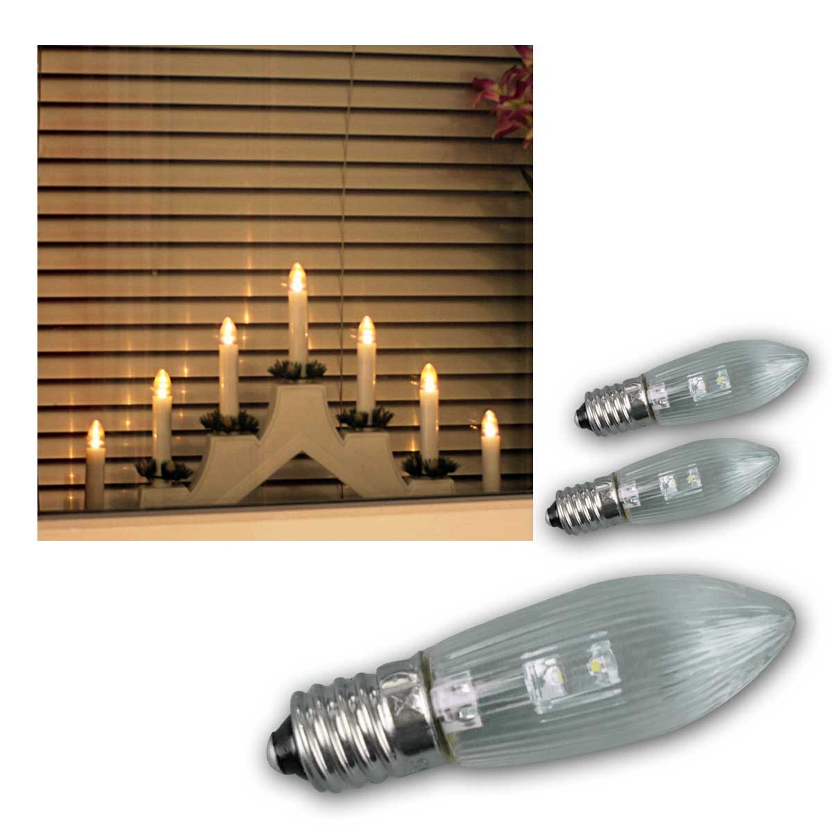 STAR TRADING LED-Leuchtmittel 3er Pack E10 Луковицы klar 10-55V 0,2W warmwei, warmweiß