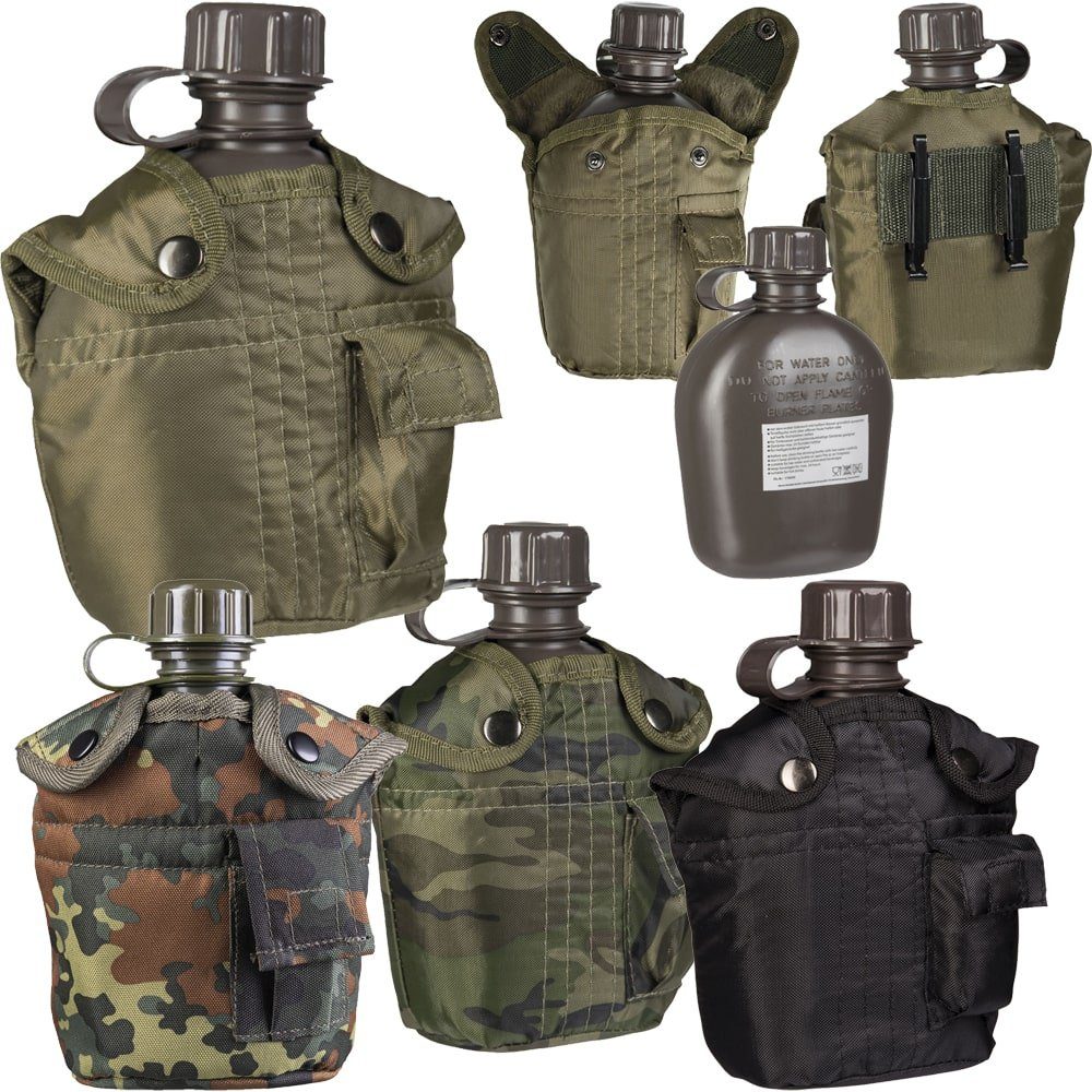 mit Mil-Tec US Hülle Flecktarn Feldflasche Feldflasche 1L