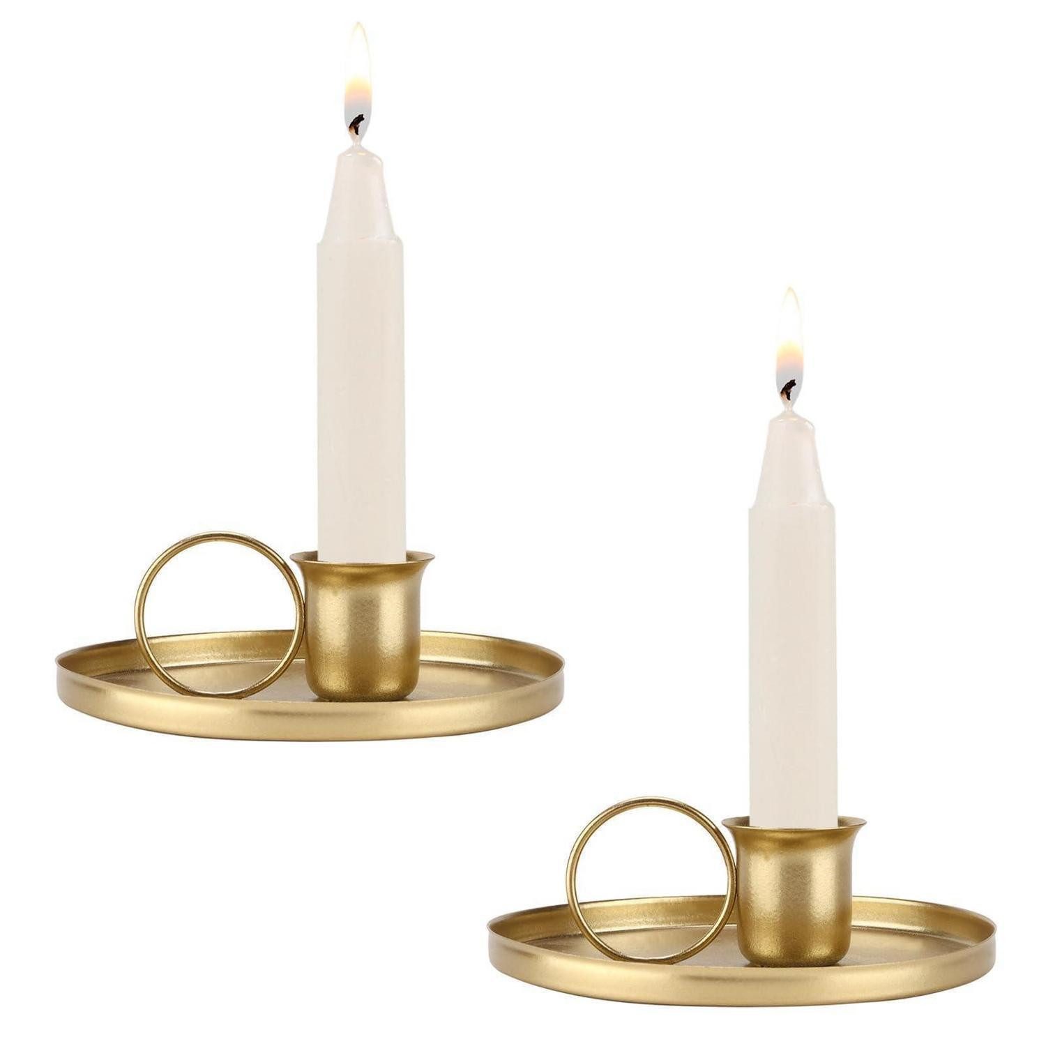 LuxusKollektion Tischkerzenhalter Kerzenhalter Set Gold Retro (2 St)