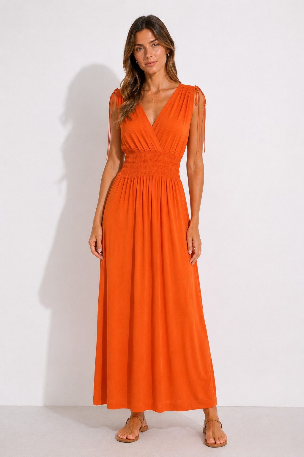 ITALY VIBES Sommerkleid - sommerliches Maxikleid in kräftigen Farben und Smokbund für Damen
