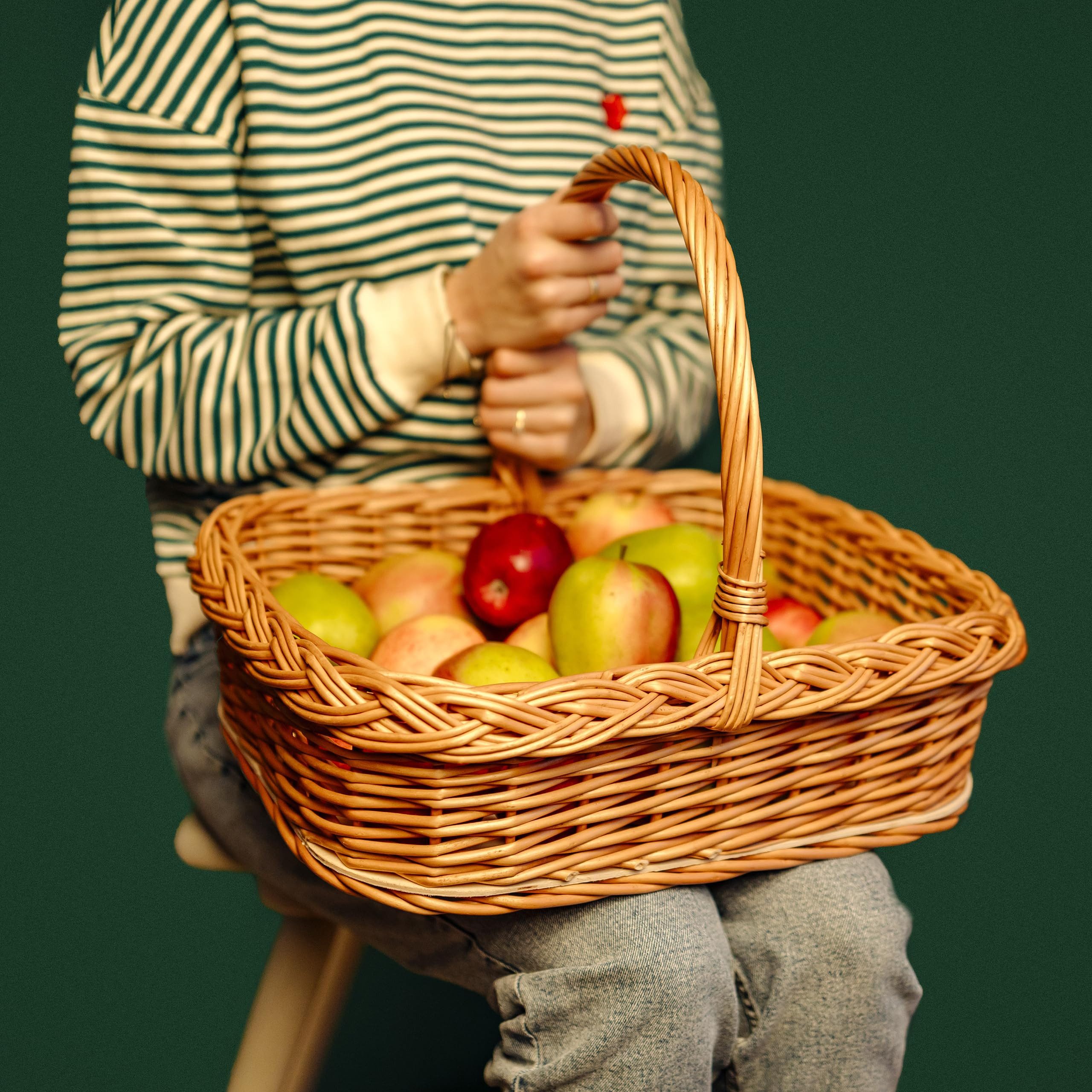 Creative Home Tablett Weidentablett Korbtablett mit Henkel, Boden aus unbehandeltem, Serviertablett, Küchentablett