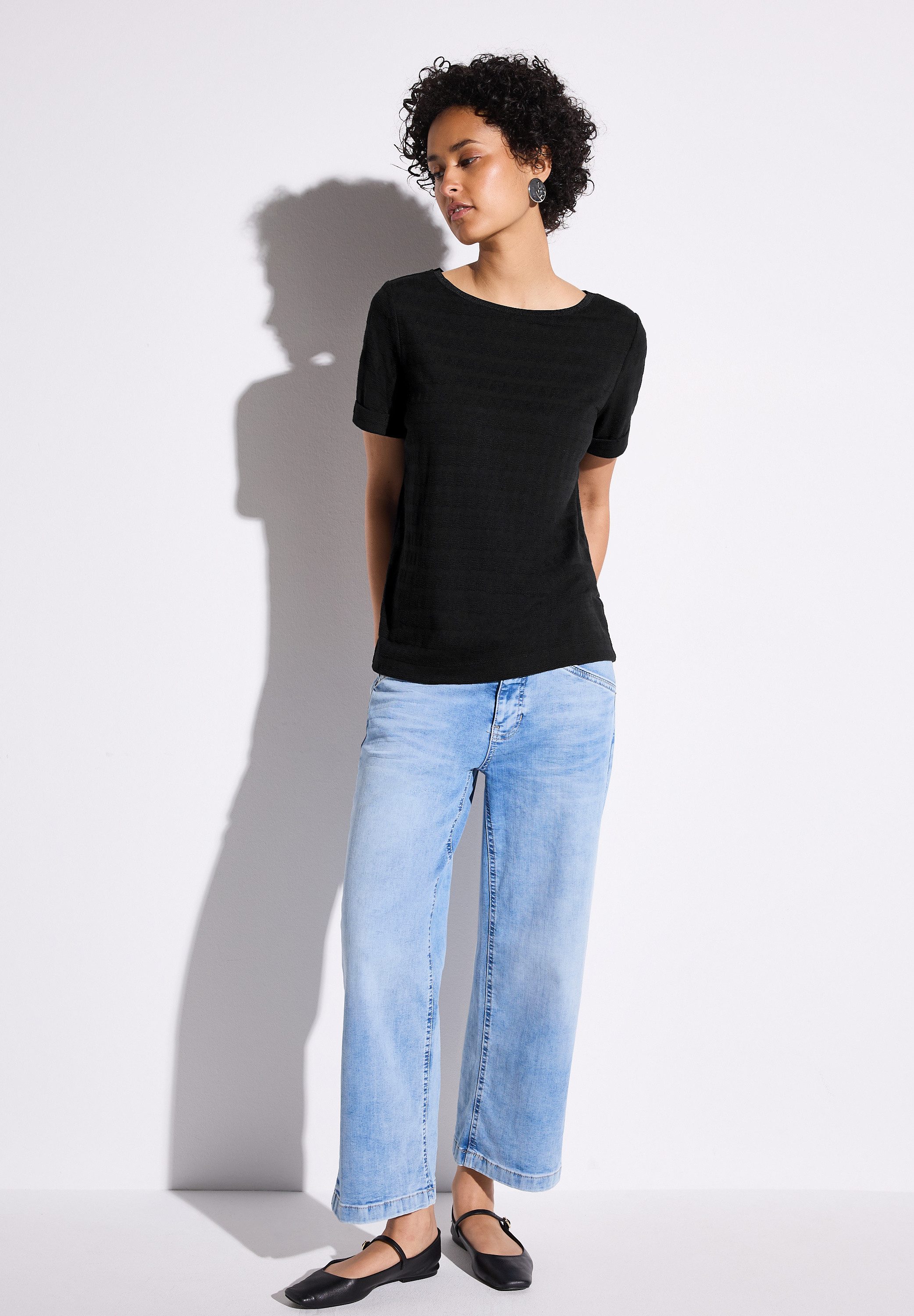 STREET ONE T-Shirt im angenehmen Materialmix