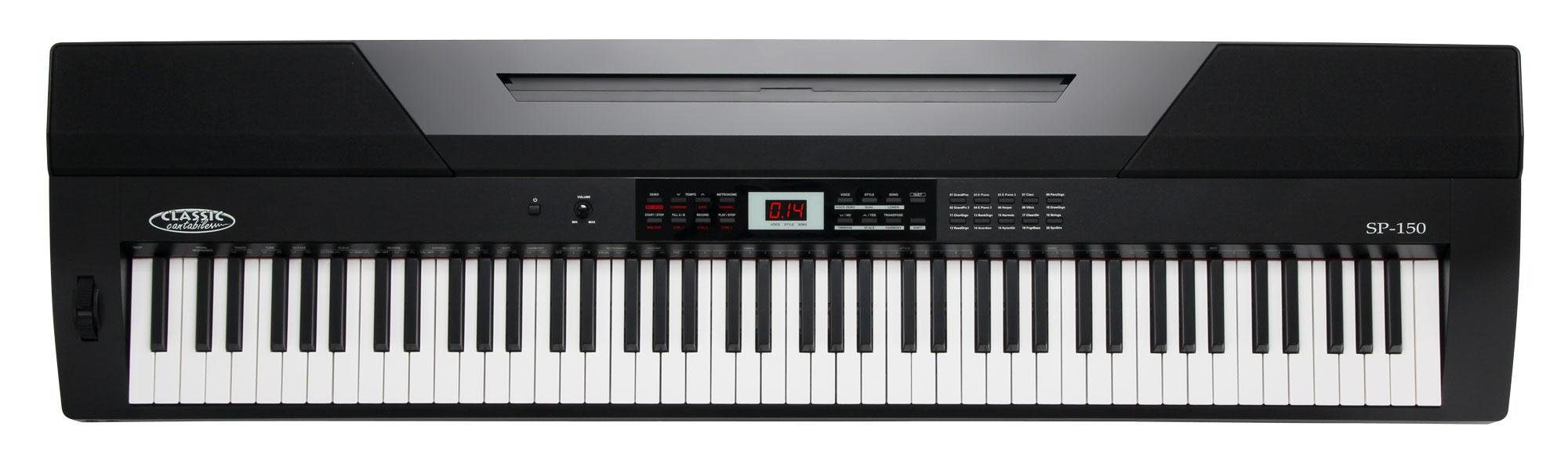 Classic Cantabile Stage-Piano SP-150 Stagepiano mit 88 Soft-Touch Tasten, Klaviatur mit Splitfunktion, Lernmodus, USB-MIDI (In/Out)