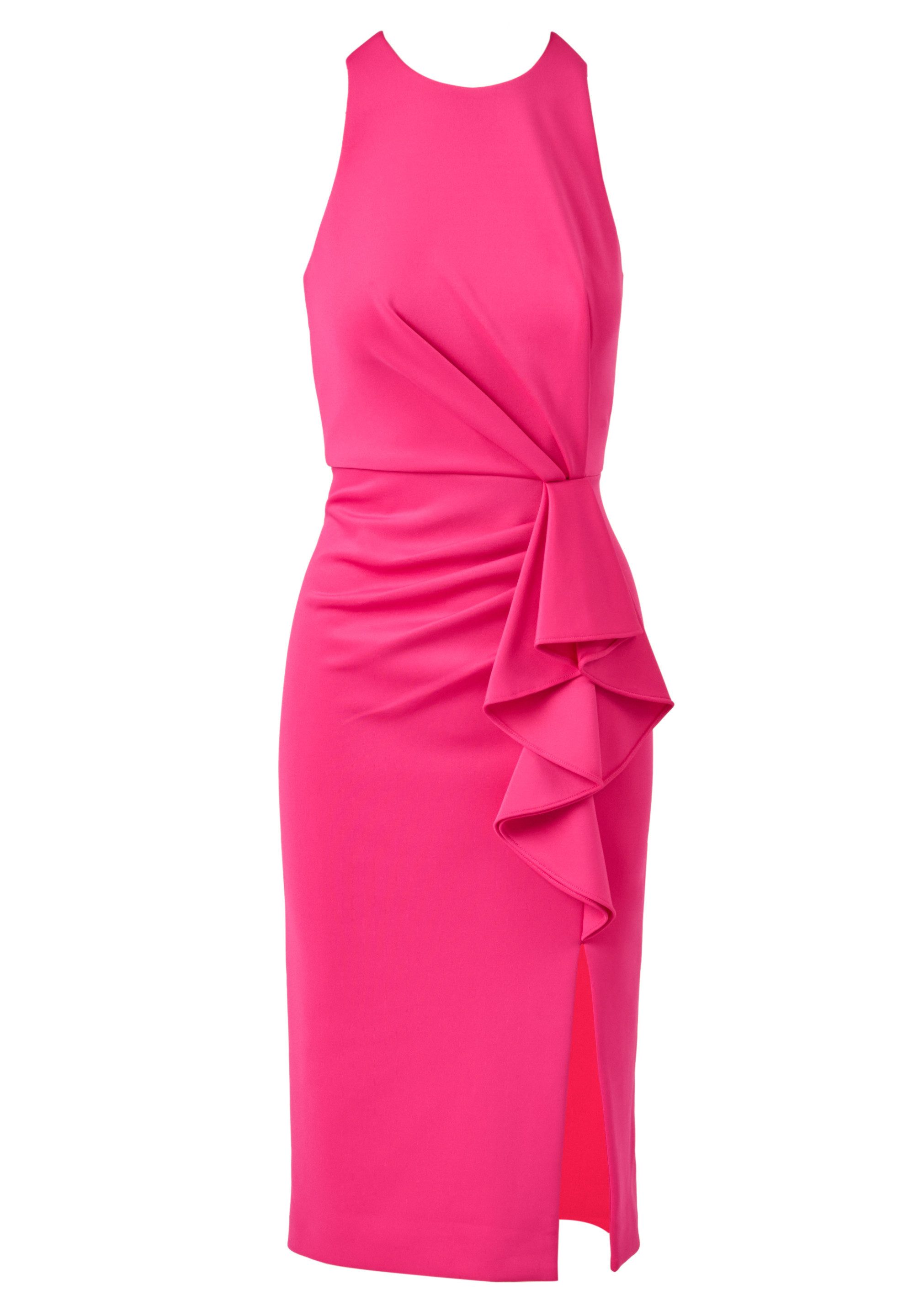 Adrianna Papell Midikleid Halter Ruffle Midi Dress Maßgeschneiderte, moderne Etuikleid-Silhouette