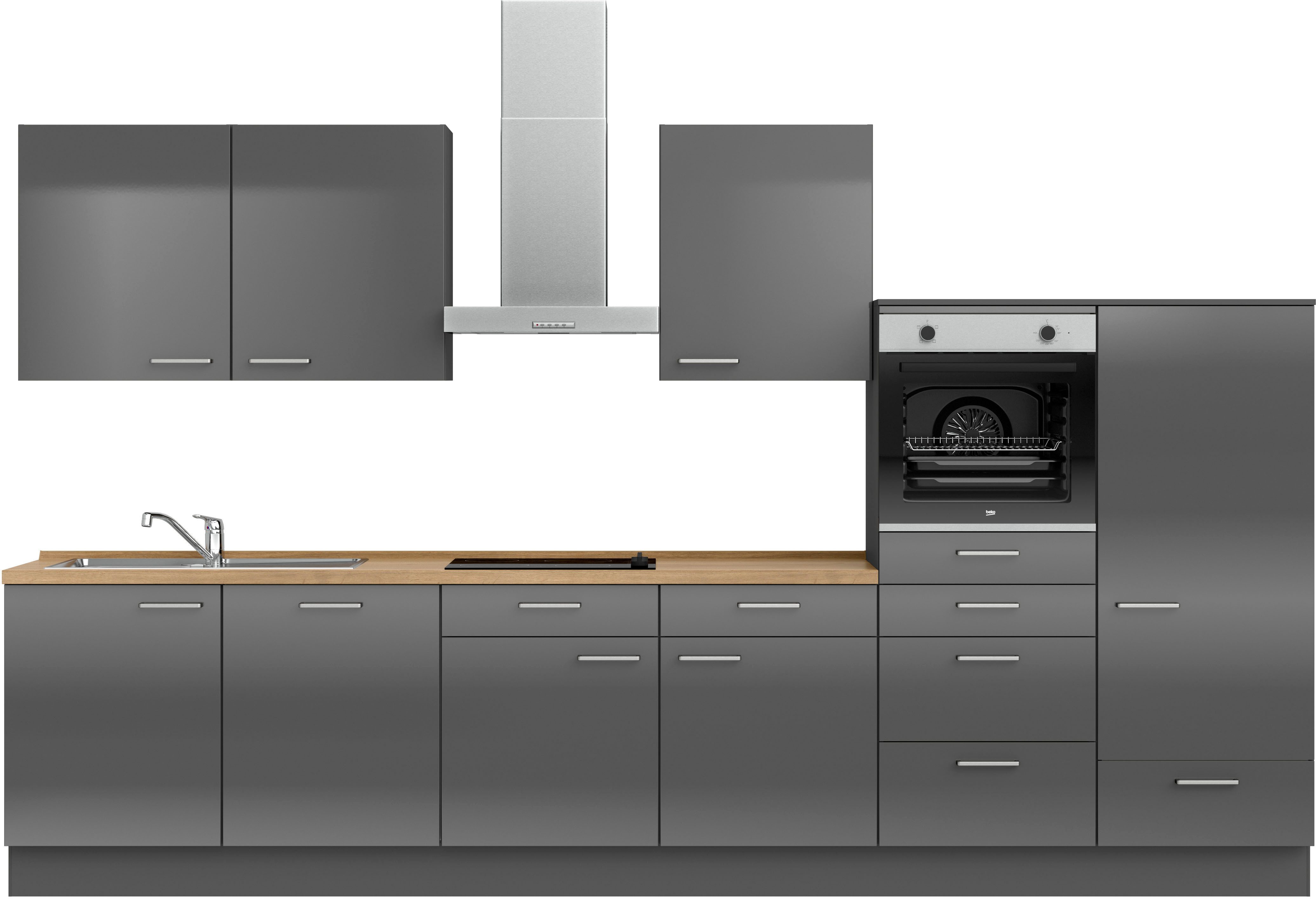 nobilia® Küchenzeile "Flash I", NEU: individuell anpassbar mit gratis Profi-Beratung, vormontiert, Breite 360 cm, Ausrichtung wählbar, wahlw. mit E-Geräten