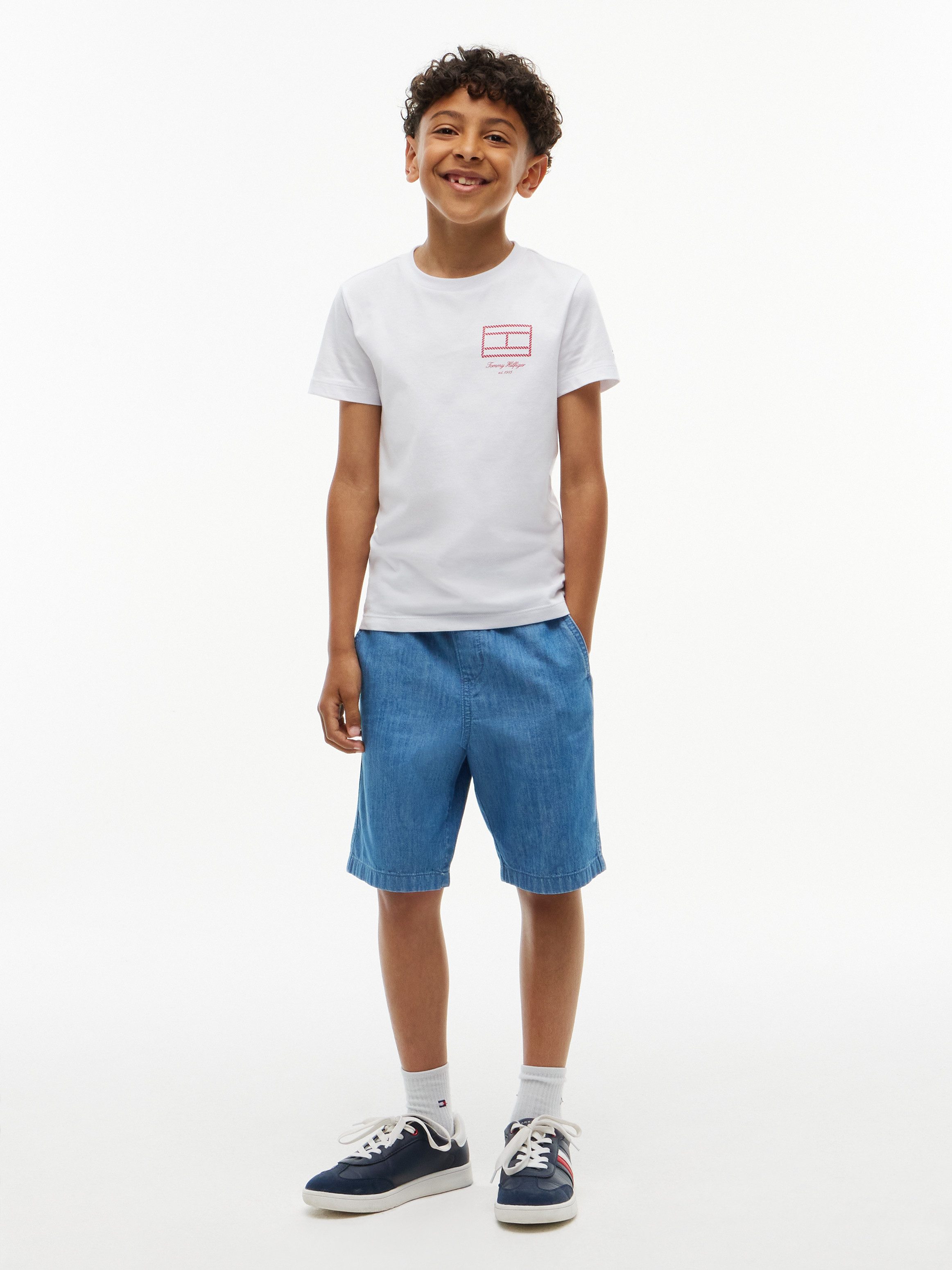 Tommy Hilfiger T-Shirt Rundhalsausschnitt, Regula Fit, reine Baumwolle, Kinder bis 16 Jahre – Bild 4 von 5