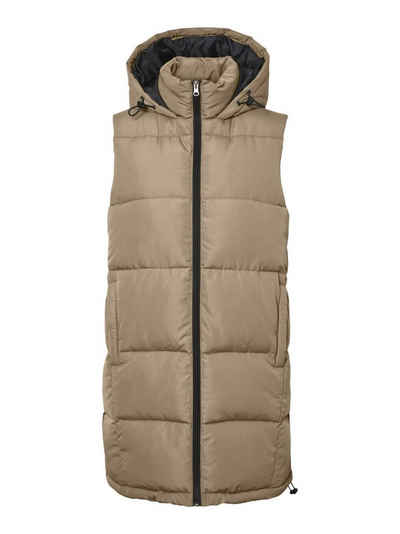 Noisy may Steppweste Lange Wattierte Puffer Weste Übergangsjacke NMAURORA 4267 in Beige