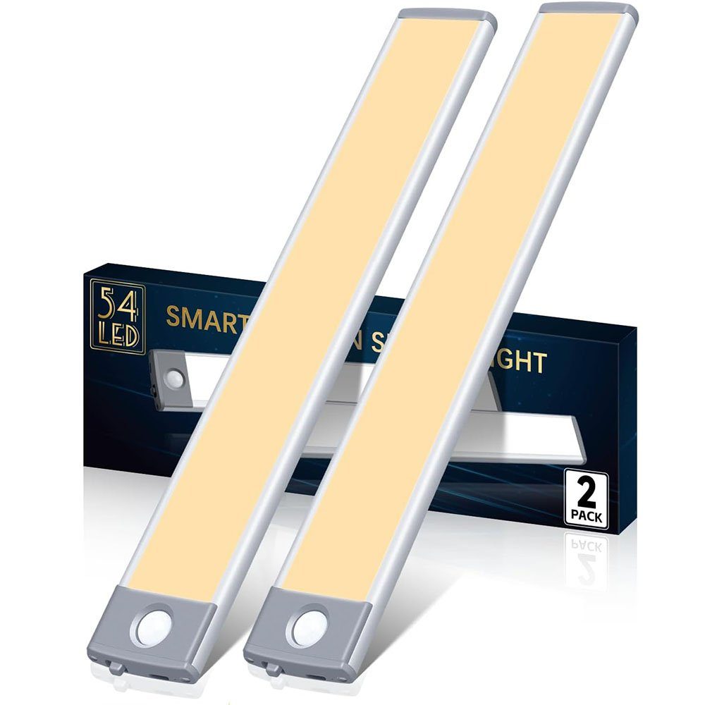 MOUTEN LED Leselampe Wiederaufladbare schlanke LED-Schrankleuchten magnetische (2er-Set) Gelb