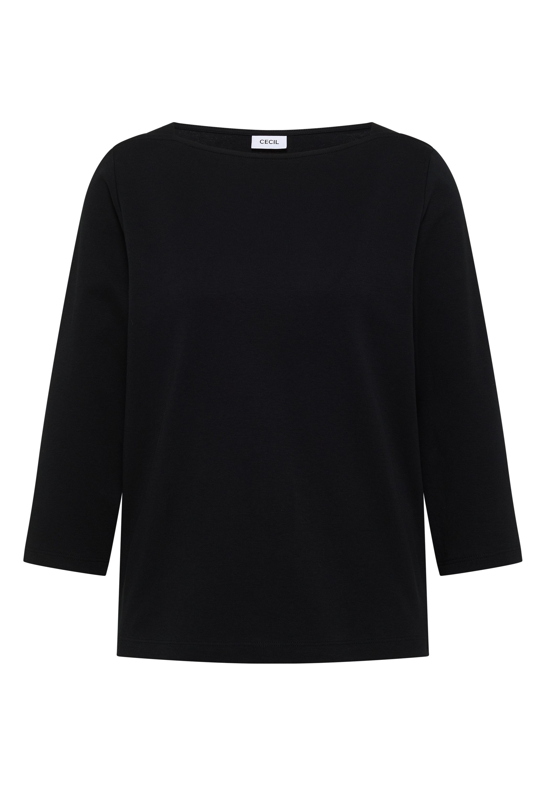 CECIL 3/4-Arm-Shirt U-Boot-Ausschnitt, unifarben, Baumwolle