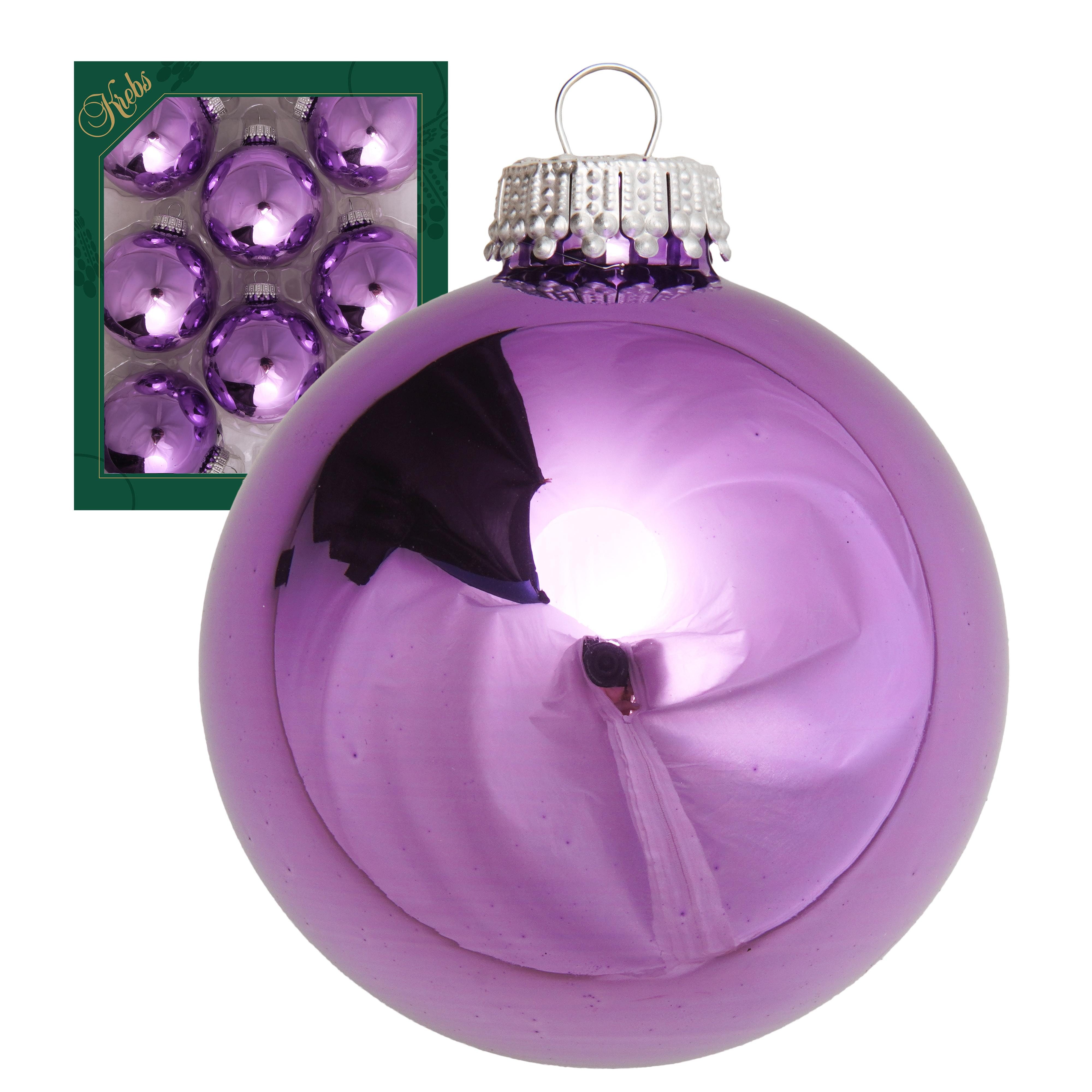 Krebs Glas Lauscha Weihnachtsbaumkugel Christbaumkugeln - 8er Set - Flieder-Glanz - ca. 7cm - aus Glas, setzt edle Akzente für eine unvergessliche, stilvolle Festtagsstimmung