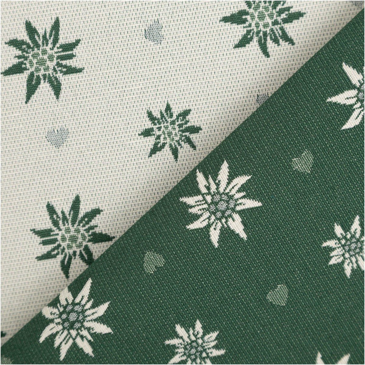 Stoff Jacquard Dekostoff Doubleface Edelweiß grün ecru blickdicht, pflegeleicht