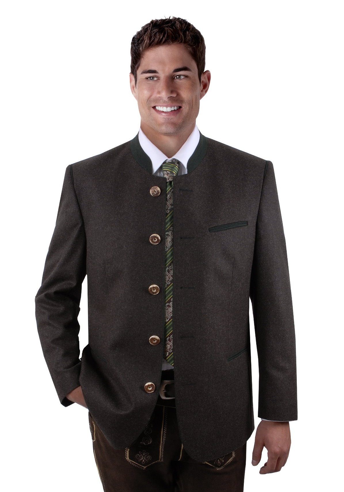 Moschen-Bayern Trachtenjacke Trachtenjacke Herren Trachtenblazer Trachtenjanker Lodentuch Braun Kellerfalte