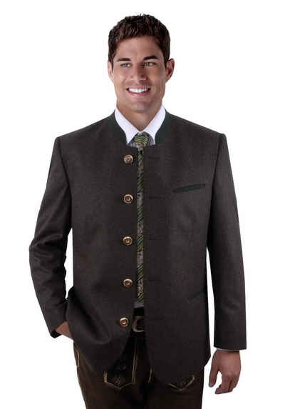 Moschen-Bayern Trachtenjacke Trachtenjacke Herren Trachtenblazer Trachtenjanker - edles Lodentuch Braun-Grün Kellerfalte