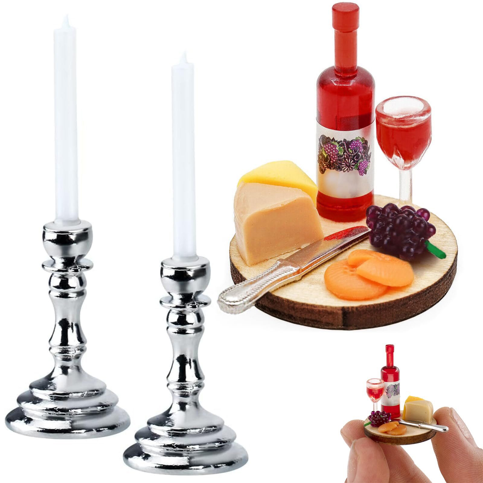 CLTYQ Puppenhausmöbel Miniatur-Speisen- & Getränke-Puppenhaus-Accessoires, Maßstab 1:12 (3tlg), Mini-Lebensmittel-Dekoration für Mini-Küche, Rollenspiel-Spielzeug