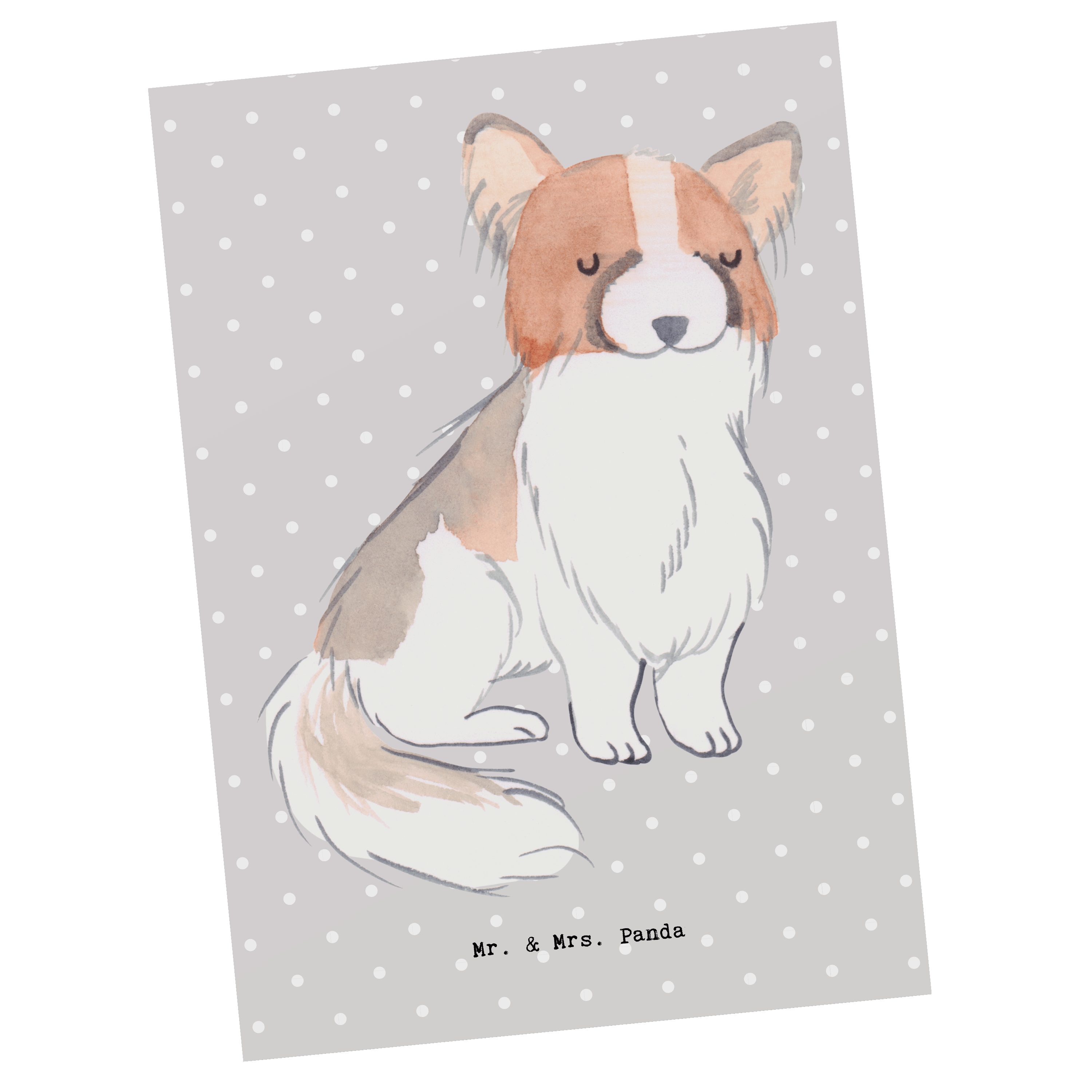 Mr. & Mrs. Panda Postkarte Papillon Lebensretter - Grau Pastell - Geschenk, Einladung, Tierfreun