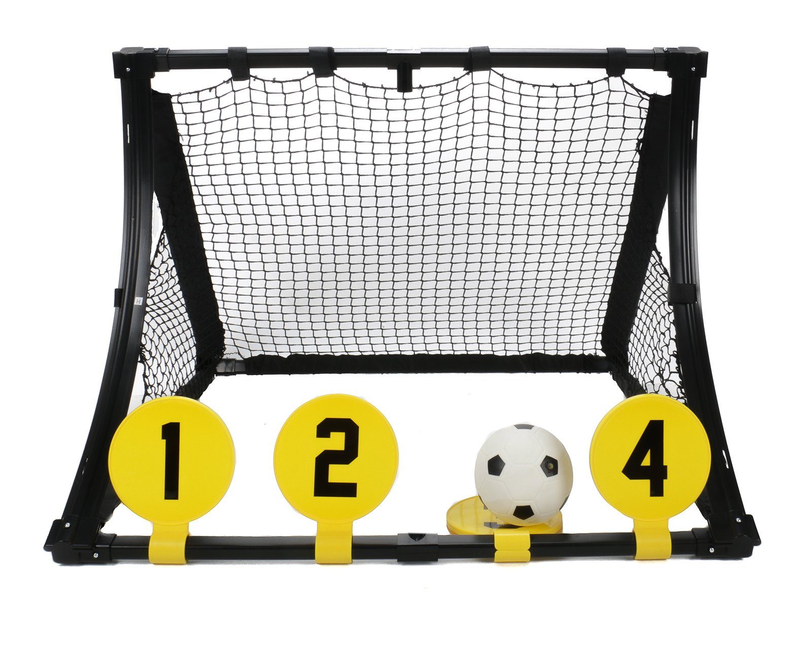 Dunlop Fußballtor 4-in-1 Fußballtrainingscenter für Kinder mit Ball ( Fussballtor mit Rebound-Platte, 4 Zielscheiben, Ballpumpe mit Adapter),  leichte Steck-Klick-Montage, Heringe, Größe ca. 75 x 58 x 79 cm
