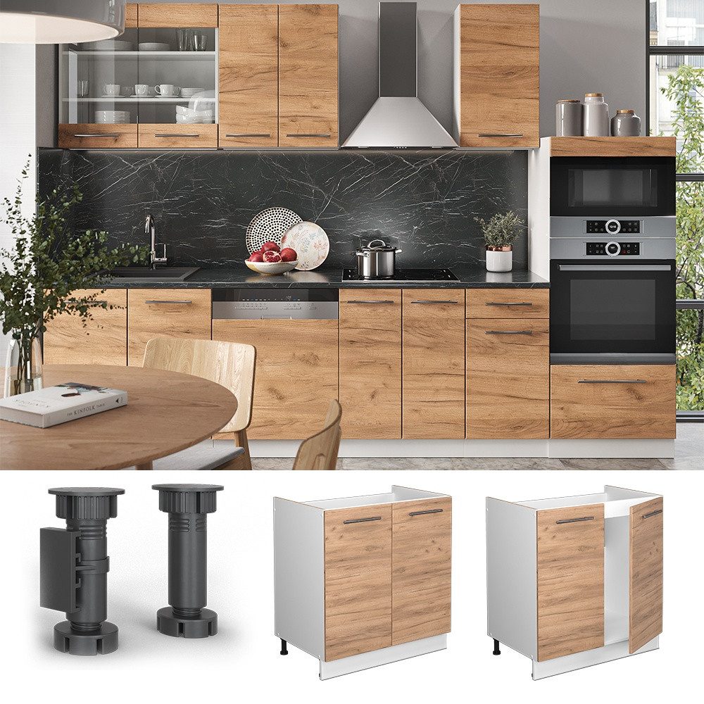 Vicco Unterschrank Fame-Line, Goldkraft Eiche/Weiß, 80 cm ohne Arbeitsplatte (1-St) – Bild 4 von 5