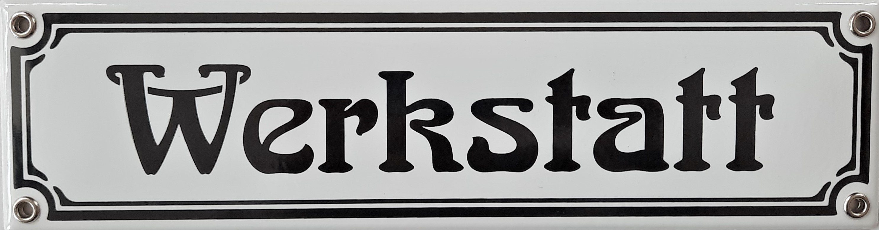 Elina Email Schilder Hinweisschild "Werkstatt weiß", (Emaille/Email)