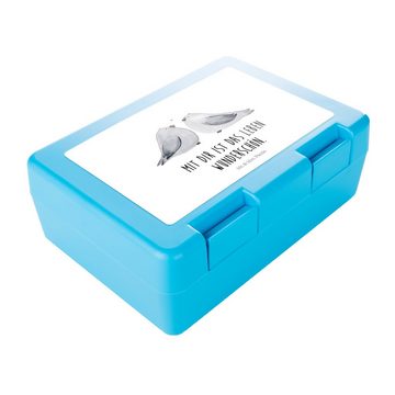 Mr. & Mrs. Panda Butterdose Turteltauben Liebe - Weiß - Geschenk, Jahrestag, Lunch box, Snackbox, Premium Kunststoff, (1-tlg), Luftlöcher