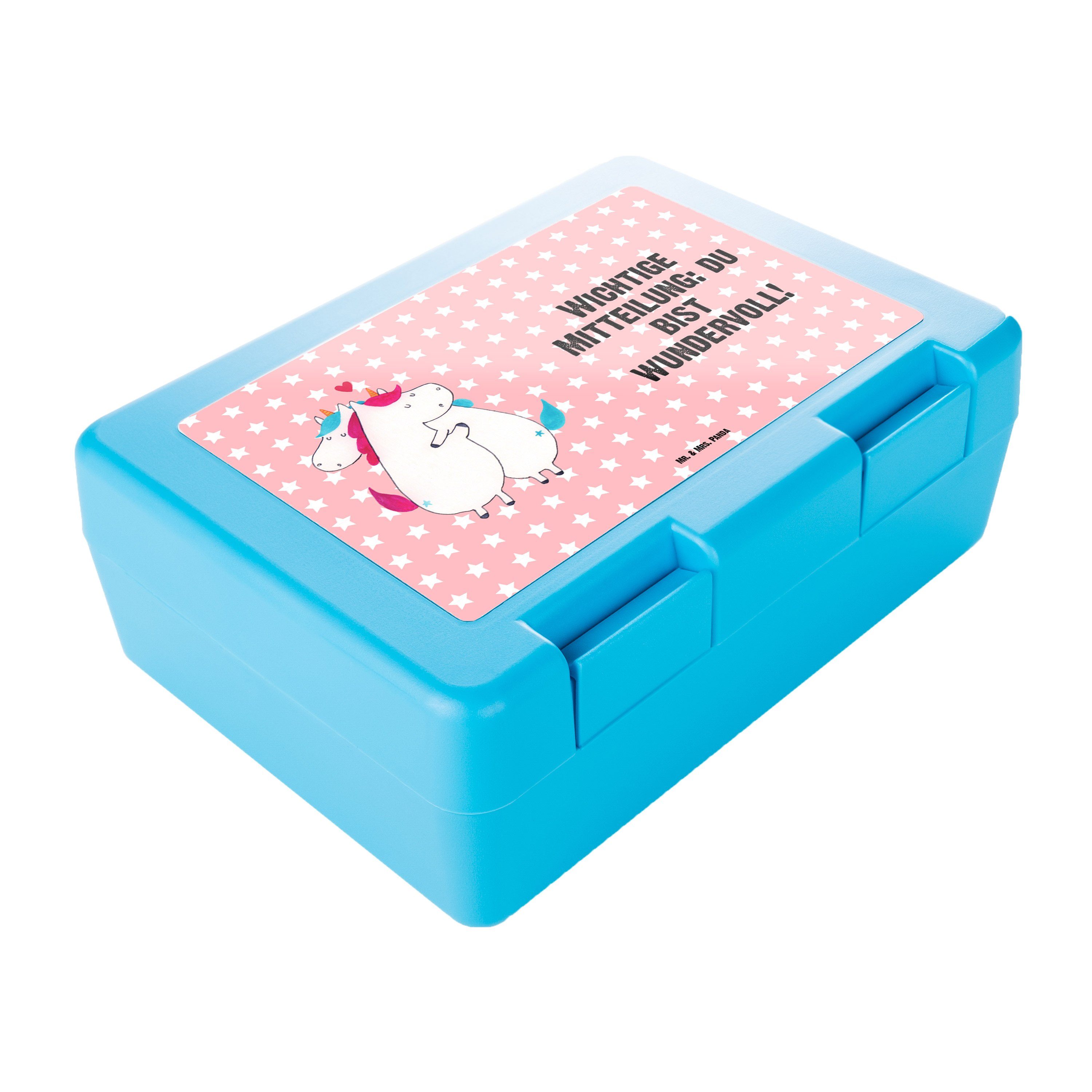 Panda Mr. Rot Geschenk, - box, (1-tlg) Butterdose Lunch Premium - & Einhorn Mrs. Brotbox, Mitteilung Lieb, Pastell Kunststoff,