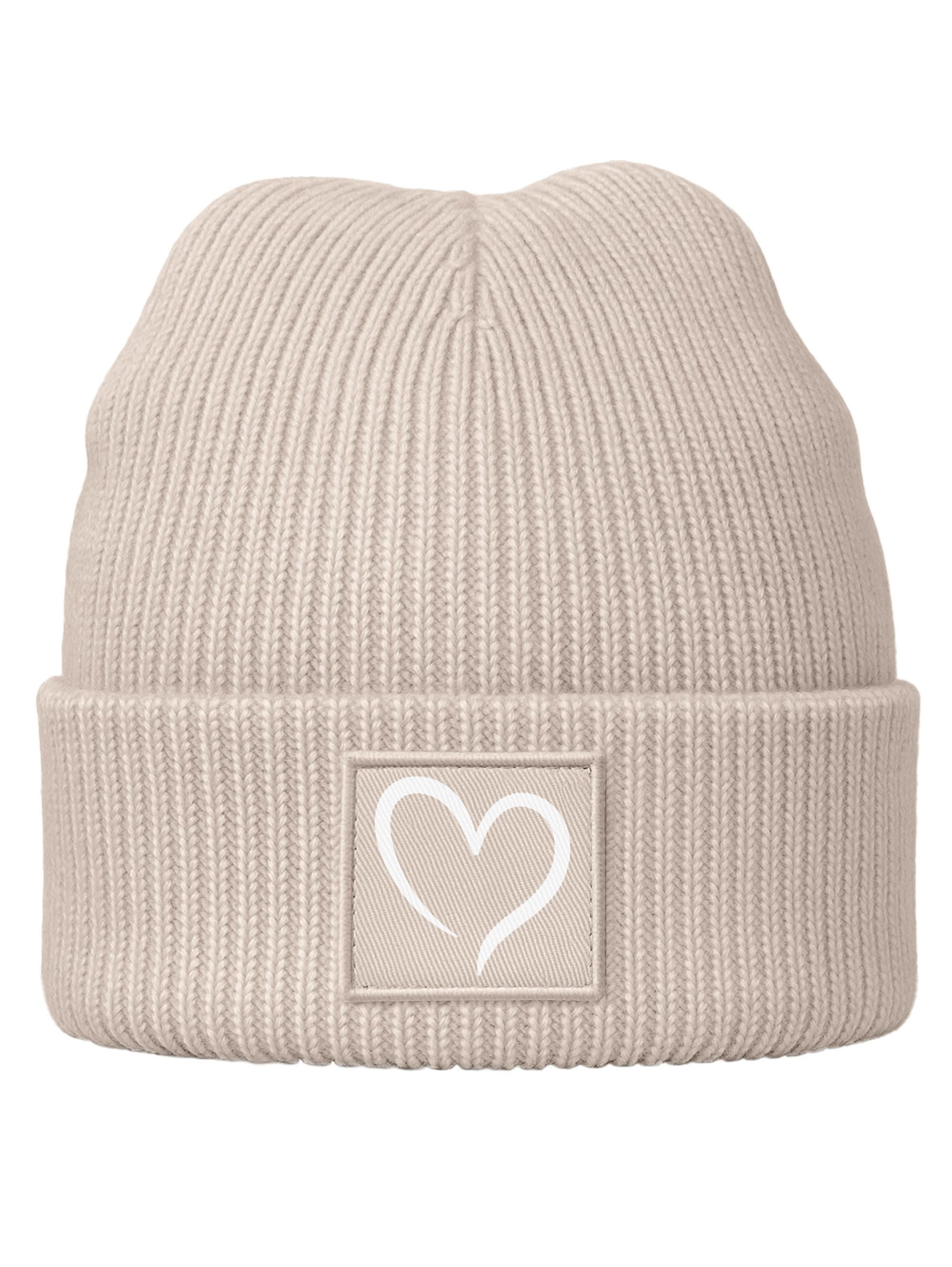 SpecialMe Beanie Kinder Beanie Mädchen Print Strickmütze Herz Aufdruck Geschenkidee