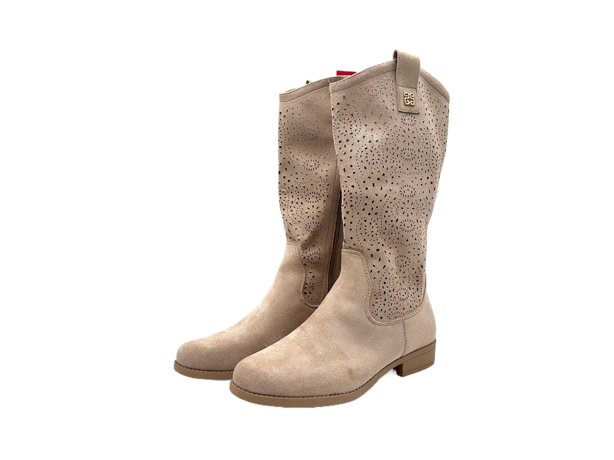 Nowaland Damen Stiefel mit Lochmuster und Blockabsatz Stiefel Dekoratives Lochmuster · Atmungsaktiv · Bequemer Blockabsatz