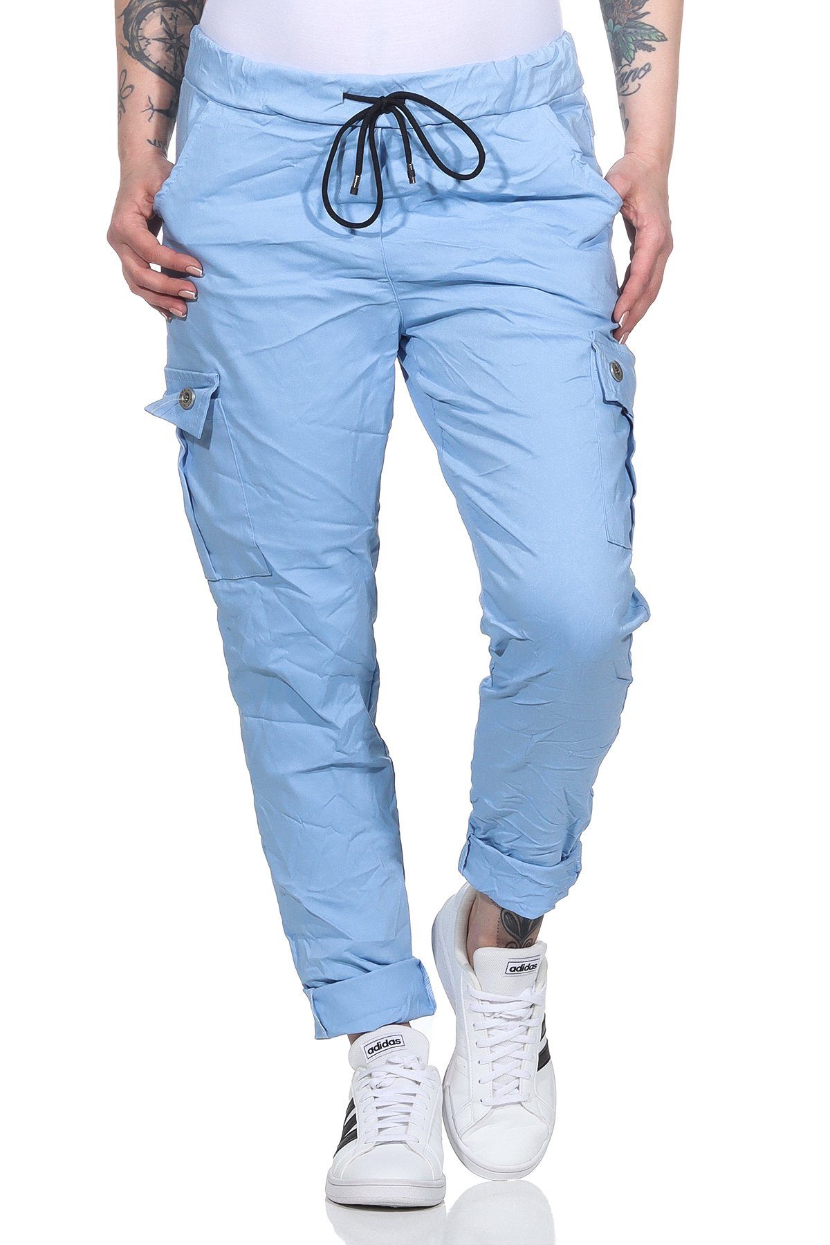 CLEO STYLE Cargohose Jogginghose 95 Hellblau