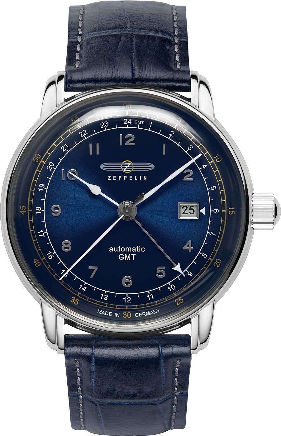 ZEPPELIN Quarzuhr Herrenuhr Automatik Dual Time mit Lederarmband - Zeppelin 7668-3