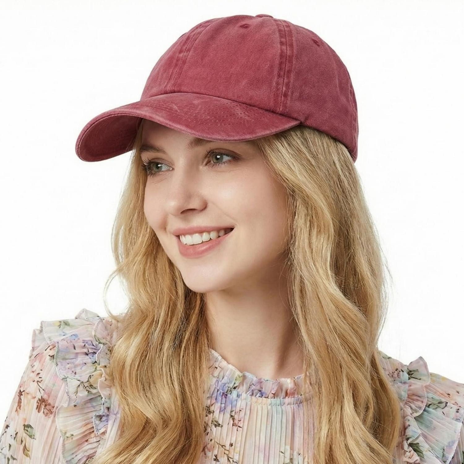 LuxusKollektion Baseball Cap Basecap Herren Damen Verstellbar Outdoor Wandern 54-60 Weinrot