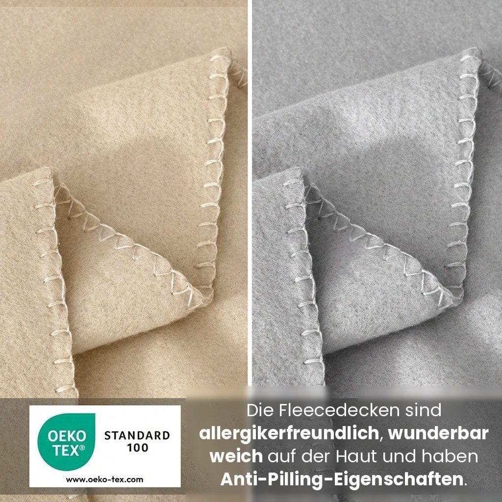Wohndecke eco-line Fleecedecke ca. 130x160, wometo, OEKO-TEX®, 100% recyceltes Material, Antipilling – Bild 2 von 5