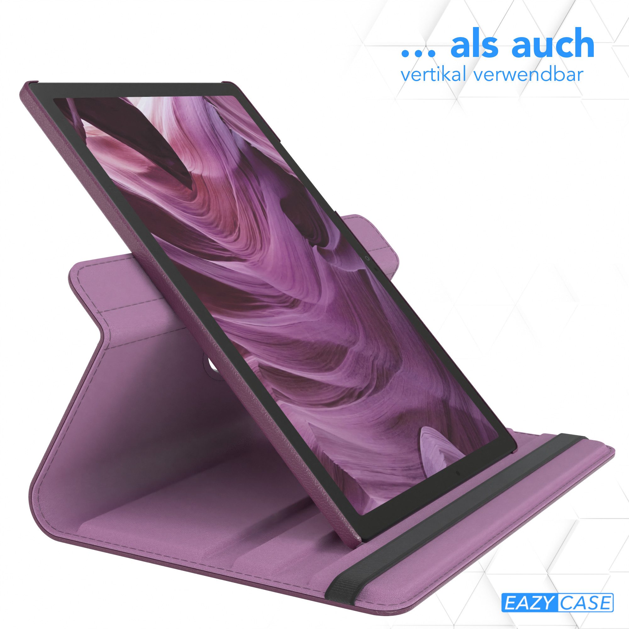 EAZY CASE Tablet-Hülle Rotation Case für Samsung Galaxy Tab A8 10.5 LTE 10,5 Zoll, Tablet-Hülle Bookstyle Case Fullcover Schutz Tasche Stehfunktion Lila – Bild 5 von 5
