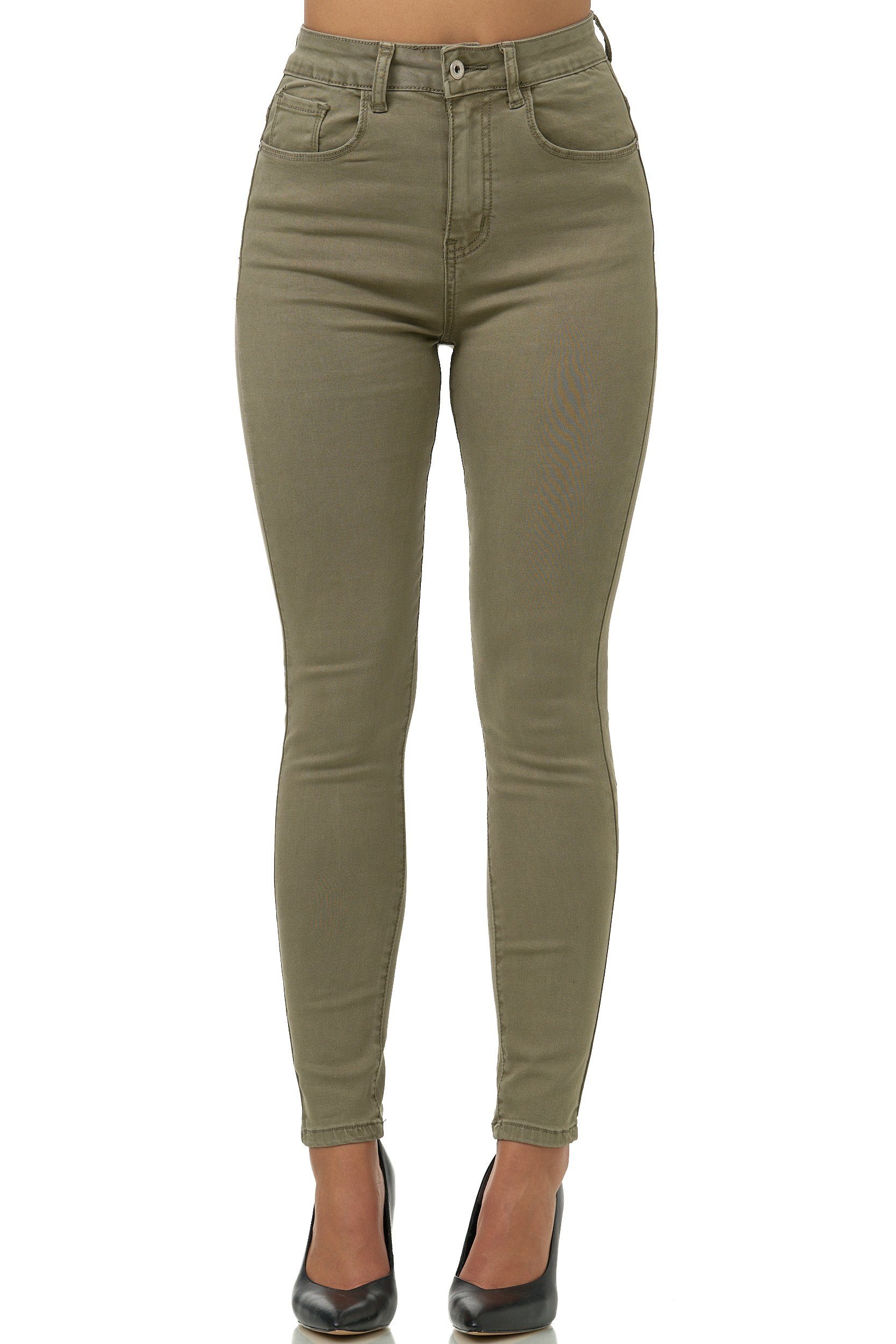 Elara High-waist-Jeans Elara Waist Super Hose Khaki Damen High (1-tlg)