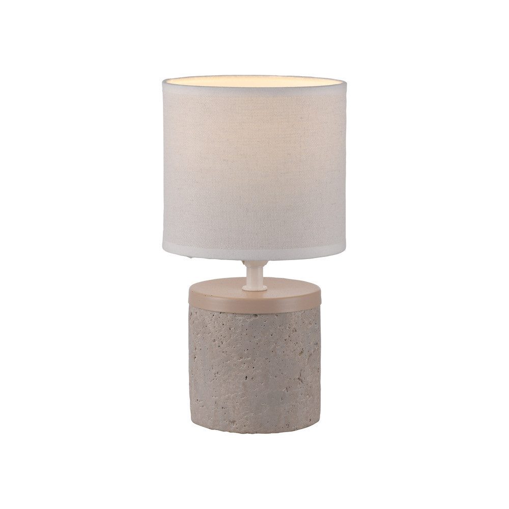 JUST LIGHT LED Tischleuchte LED Tischlampe Root, 1x E14 25W max., Holzdekor, Textilschirm weiß 26cm