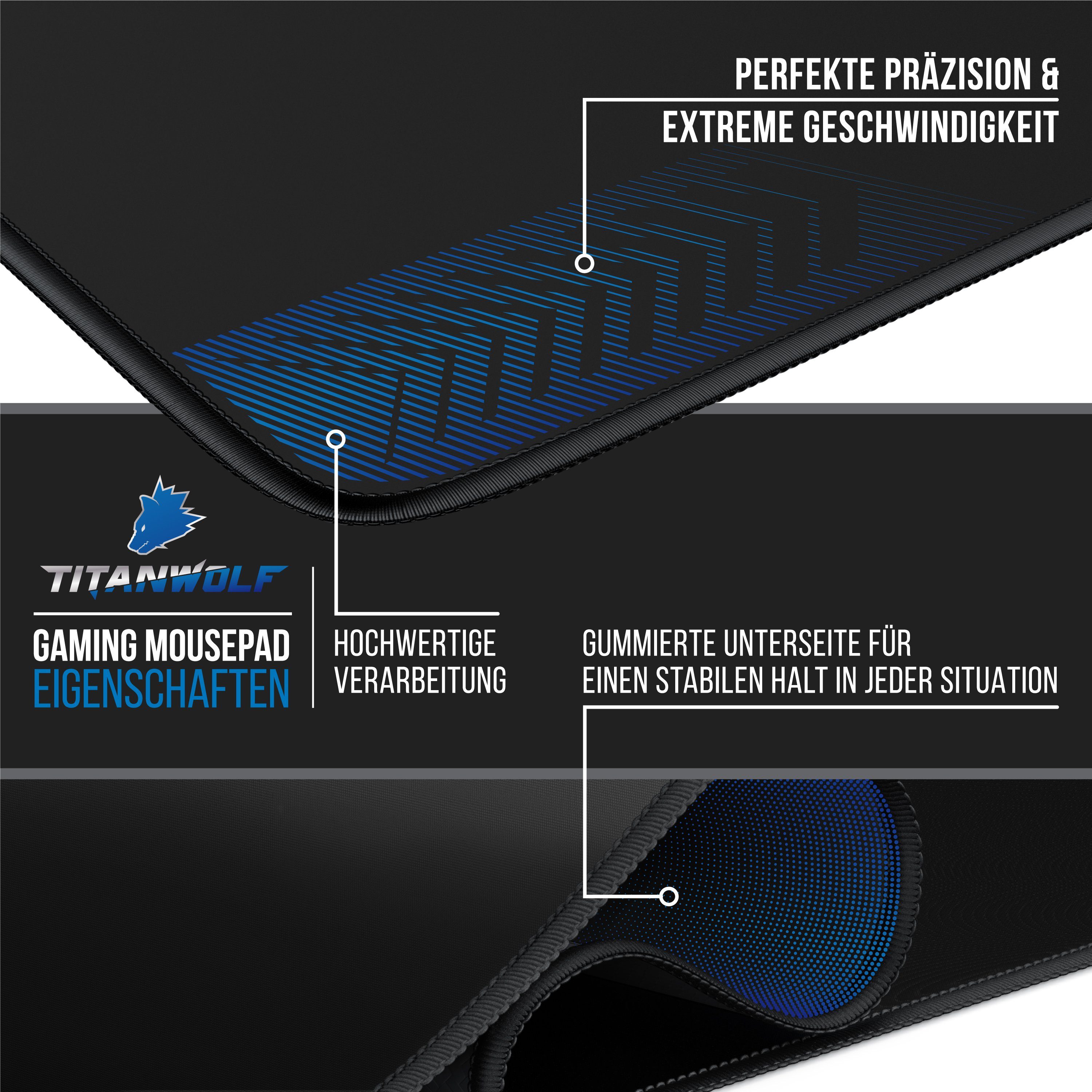 Titanwolf Gaming Mauspad 280 x 200 mm- Tischunterlage, rutschfest, strapazierfähig, wasserabw (1-St), Mousepad für Präzision & Geschwindigkeit, stabiler Halt – Bild 4 von 5