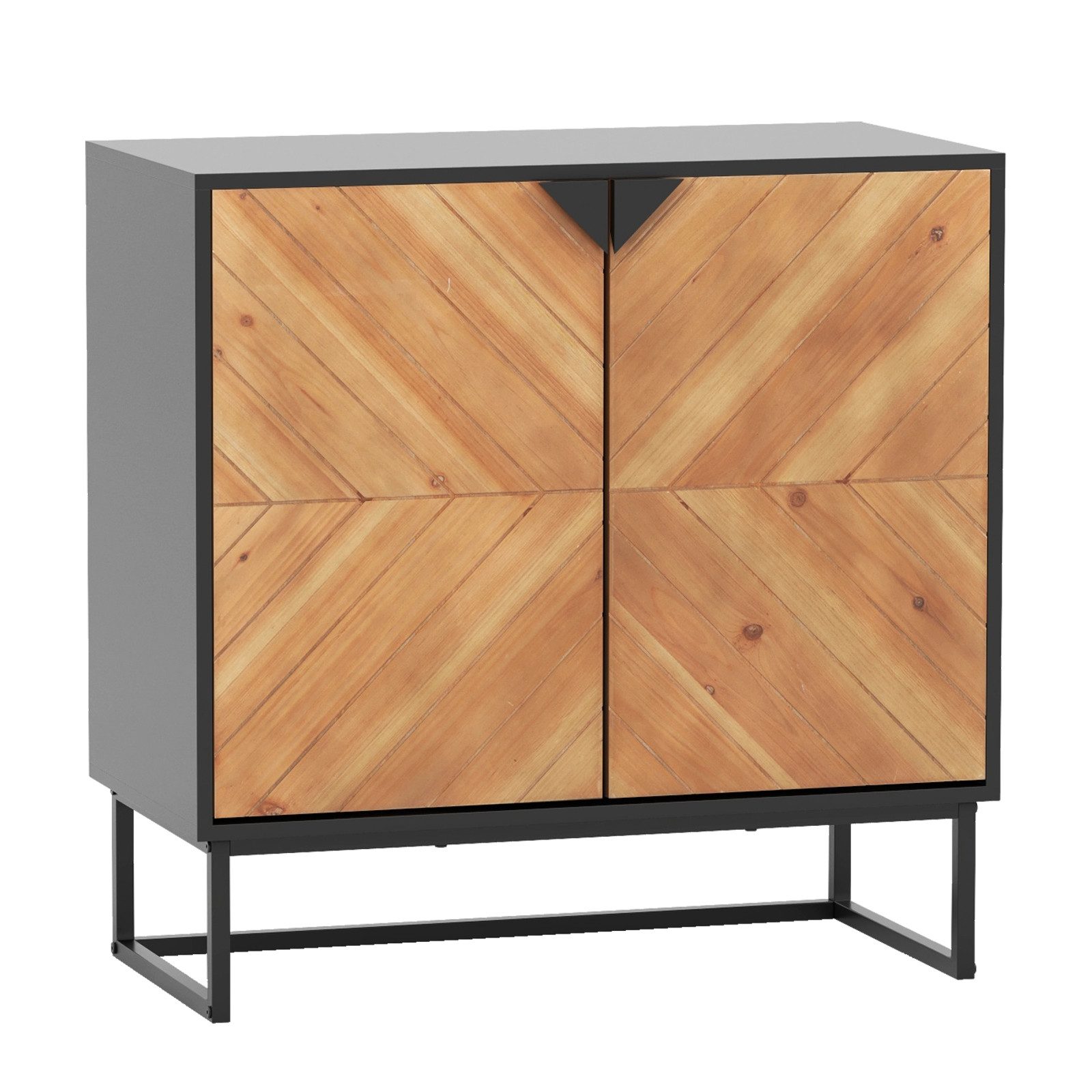 COSTWAY Küchenbuffet mit Arbeitsplatte, Sideboard mit Türen, Metallbeinen, 80x40x80cm