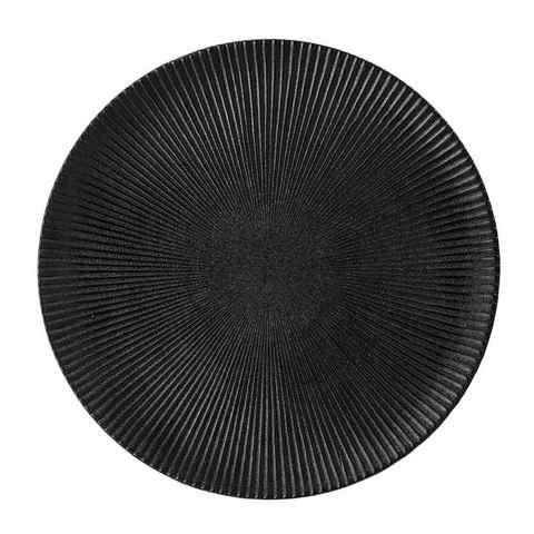 Bloomingville Speiseteller Neri Plate, Black, Stoneware, Teller Schwarz 29cm Steingut Gusseisen-Optik nordisches Design