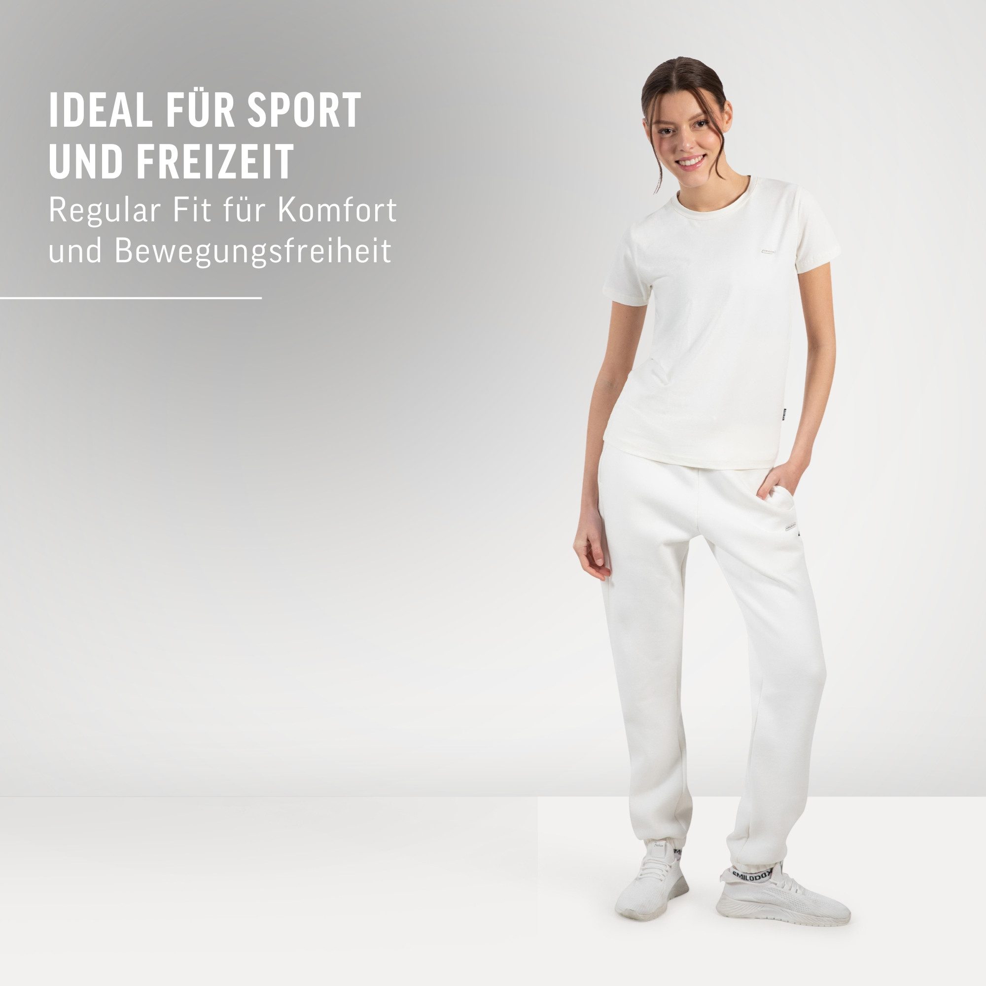 Smilodox Jogginghose Laurena, Regular Fit Sweathose mit Kordelzug am Bund, Metallabel angenehmes Material Bündchen an Beinabschlüssen Sport Alltag Fitness
