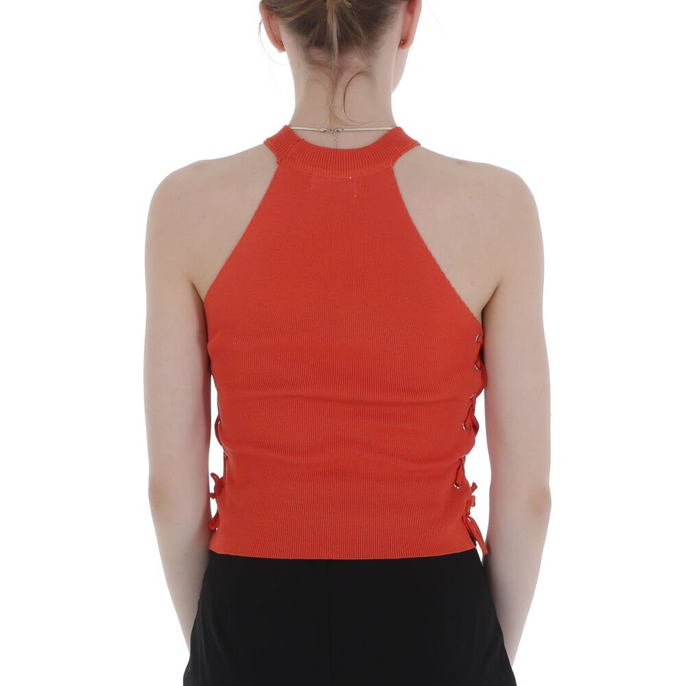 Damen Tops Ital-Design Tanktop Damen Freizeit Cold Shoulder Stretch Top in Orange