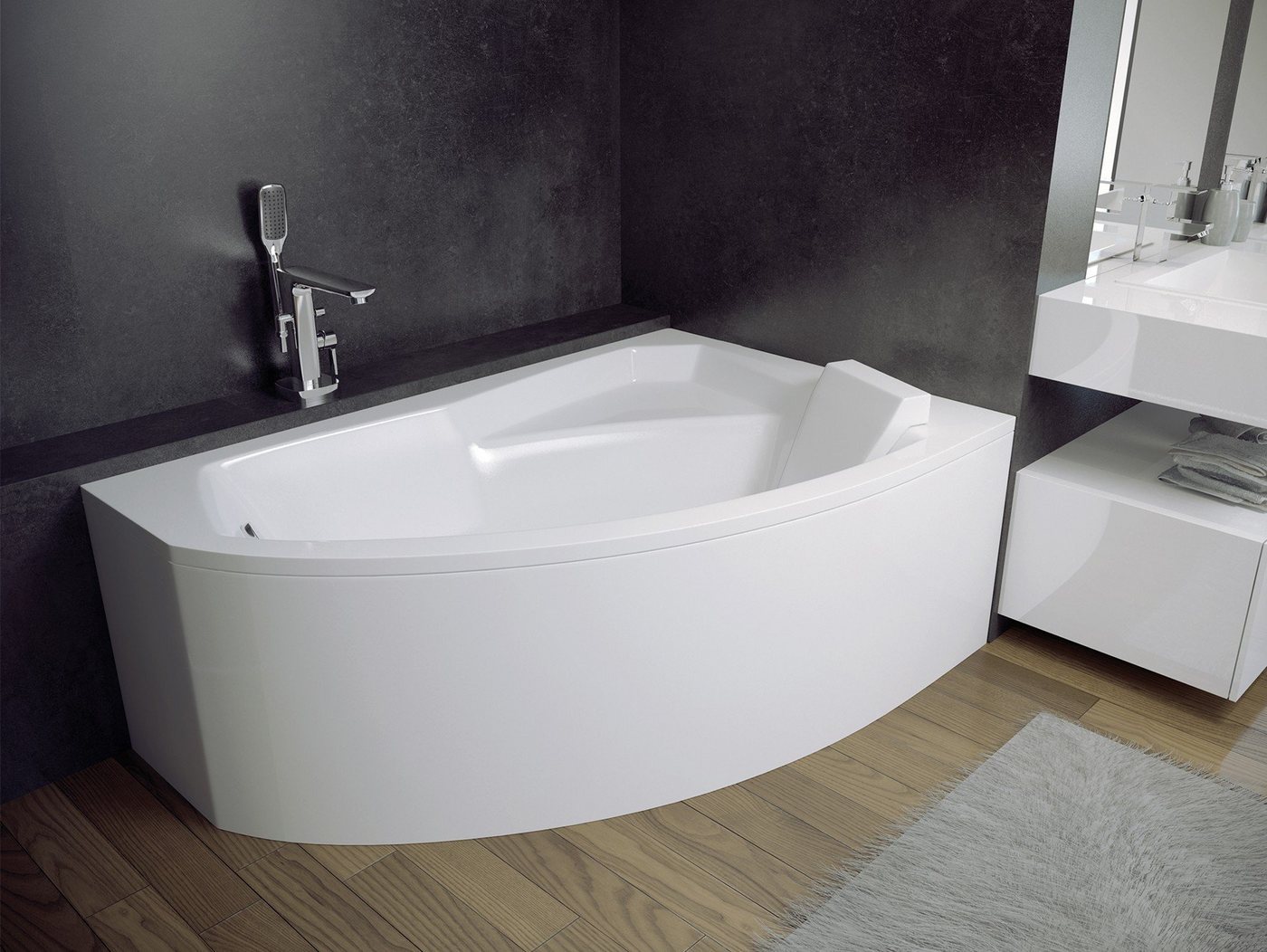 Thumbnail - KOLMAN Badewanne Eckbadewanne Rima 150x95, (Links/Rechts), Ablaufgarnitur & Füße GRATIS