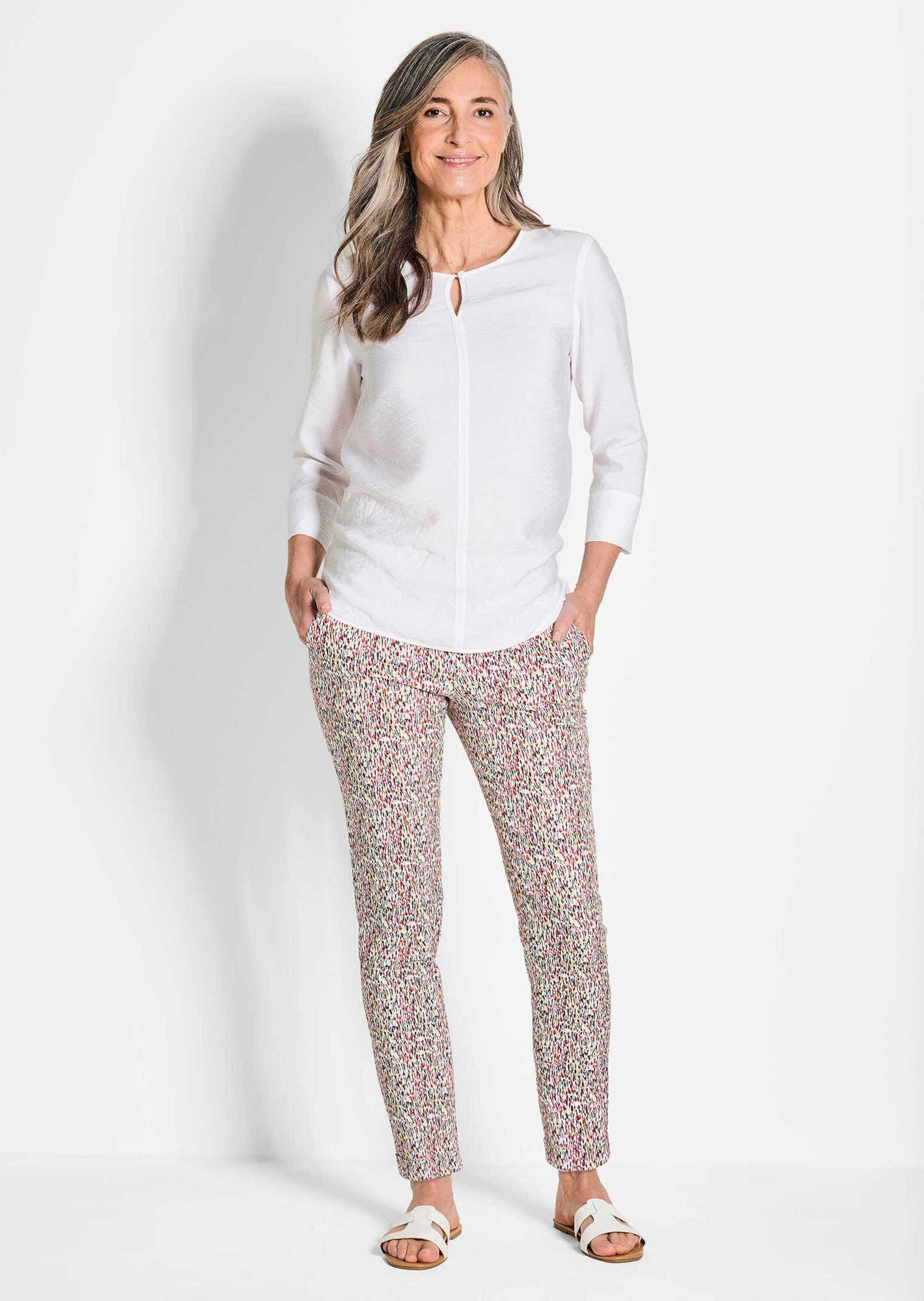 GOLDNER Schlupfhose Elastische Druckhose LOUISA bunt Slim Fit Damenhose knö günstig online kaufen