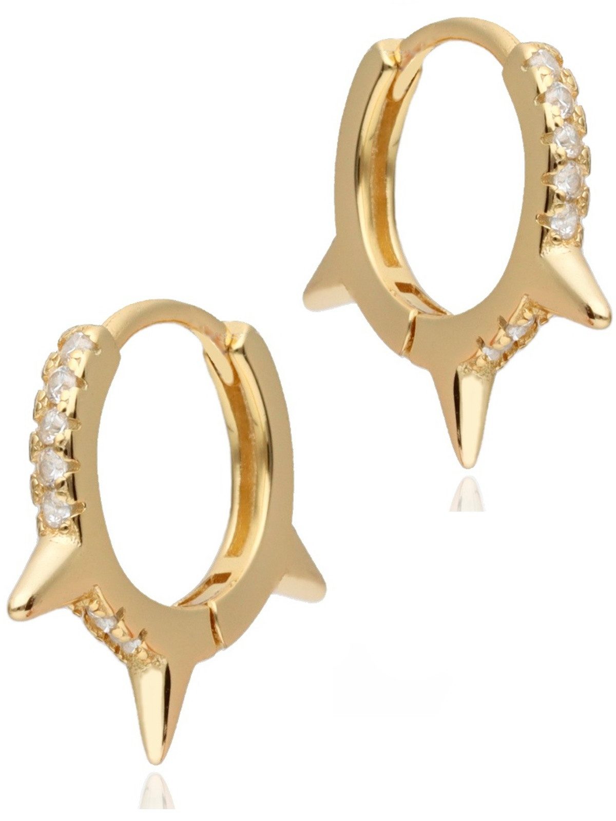Goldene Hufeisen Paar Creolen Spike Creolen Gold 925 18k vergoldet - Damen Herren Stacheln Ohrringe, 925 Sterling Silber Goldschmuck für Damen und Herren