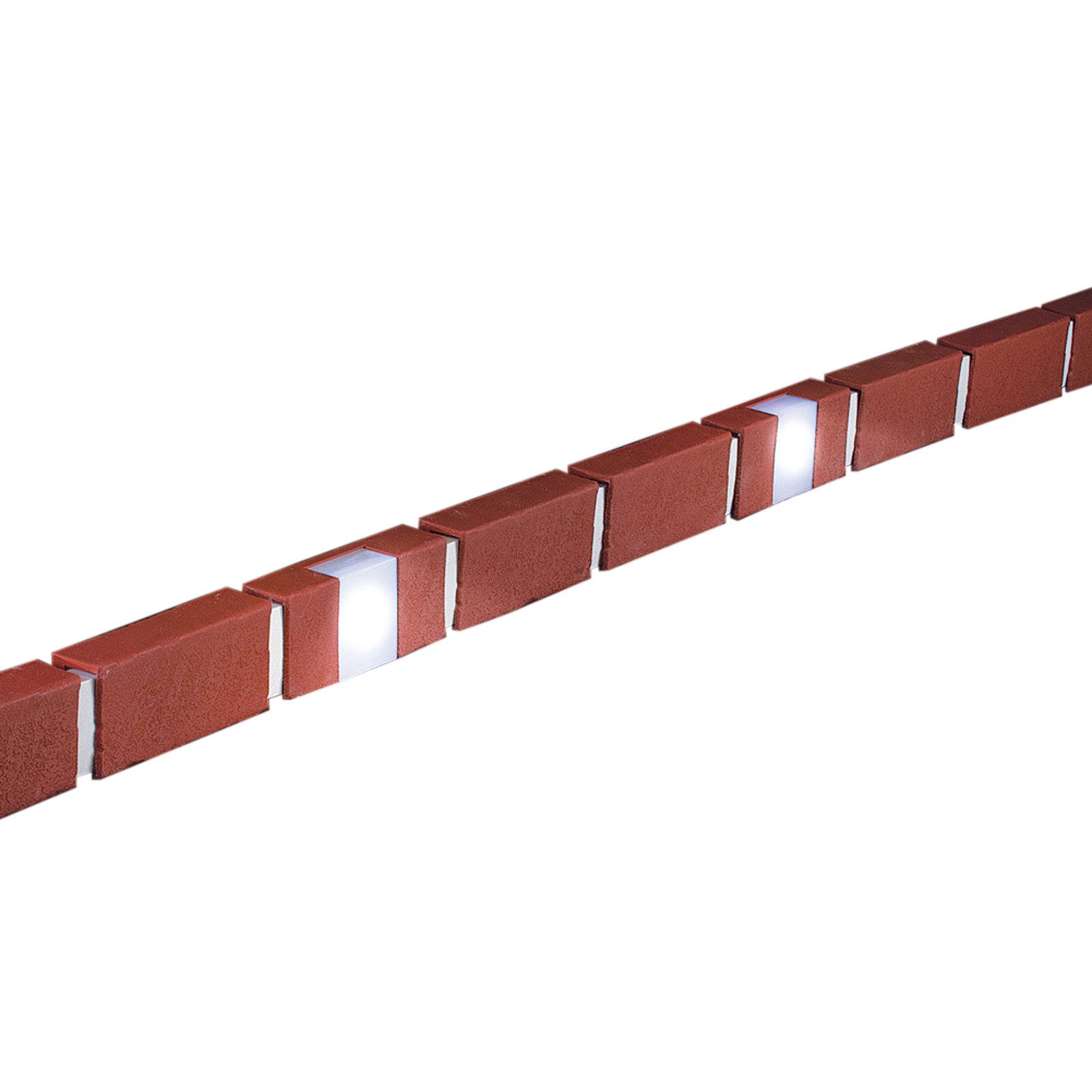 HTI-Living Beetbegrenzung Beeteinfassung 230 cm Ziegelstein mit Beleuchtung, LxH: 23.3x4.5 cm, Set, 10 Module inkl. Solarbeleuchtung, Zierzaun Beetumrandung Beetbegrenzung