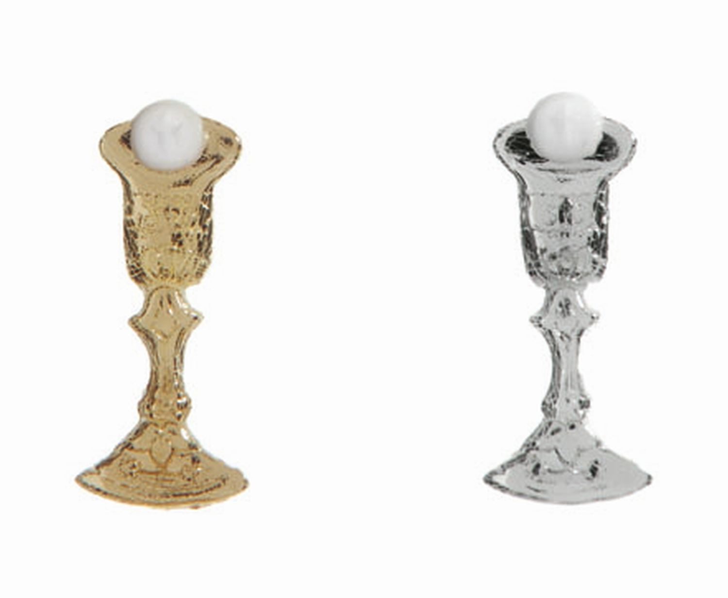INNA-Glas Stumpenkerze Wachsverzierung Kelch mit Hostie WLADA, Silber, 3,8x1,5cm
