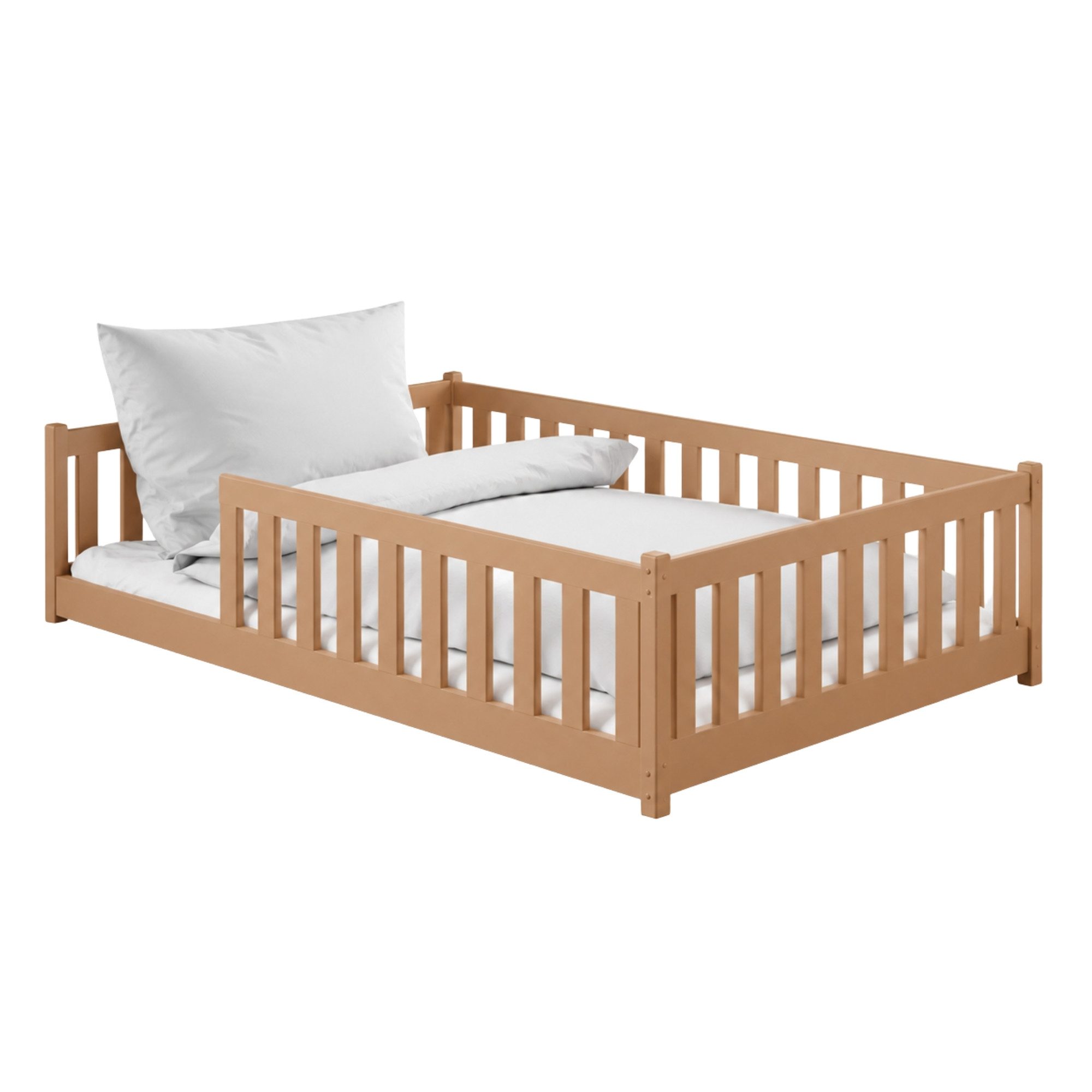 Kids Collective Kinderbett Bodenbett Bett mit Rausfallschutz & Lattenrost Montessori Bett Kinder (Jungen, Mädchen, Kinder, weitere Größen 80x160, 80x180, 90x190 – Bild 2 von 5