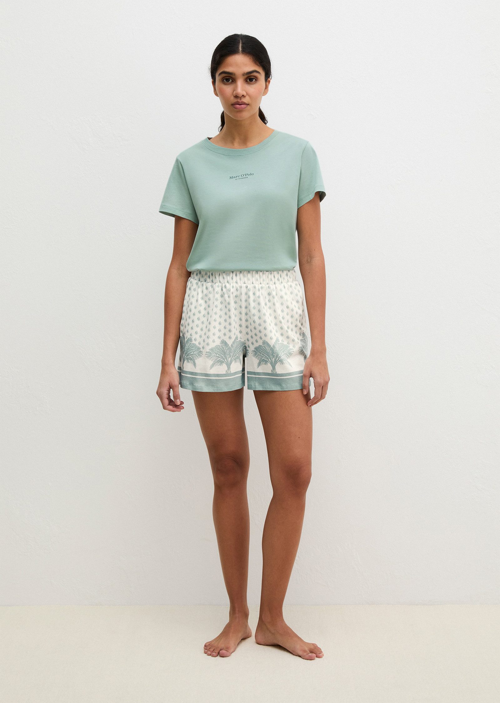 Marc O'Polo Schlafshorts Mix N Match Cotton mit floralem Print, Gummizug