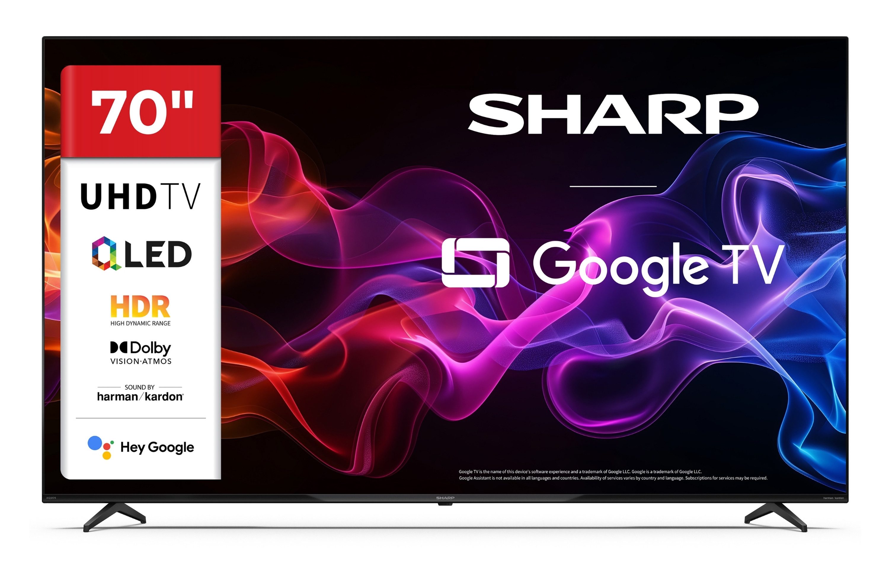 Sharp 70HP5765E QLED-Fernseher (177 cm/70 Zoll, 4K Ultra HD, Google TV, Google TV, HDR Dolby Vision & Atmos, Sound by Harman Kardon)